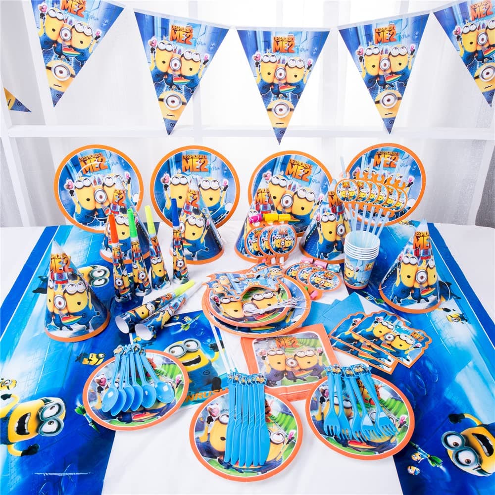 90 Pcs/Set Theme Party Disposable Tableware Set Decoration Supplies Table Cloth Set for Kids Favor Birthday Props (H)