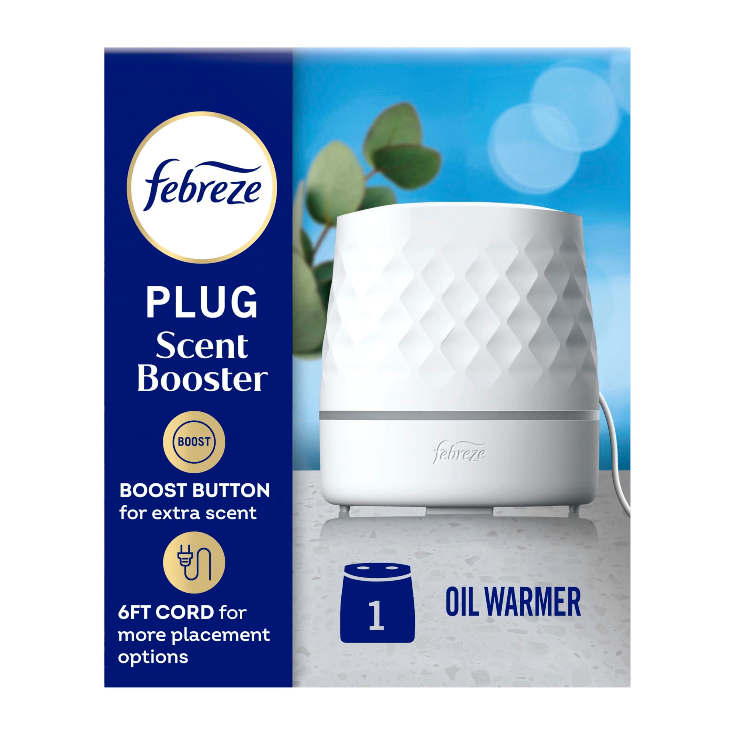Febreze Plug Scent Booster Continuous Scent Device Oil Diffuser, Compatible with Febreze Air Freshener Plug in Refills