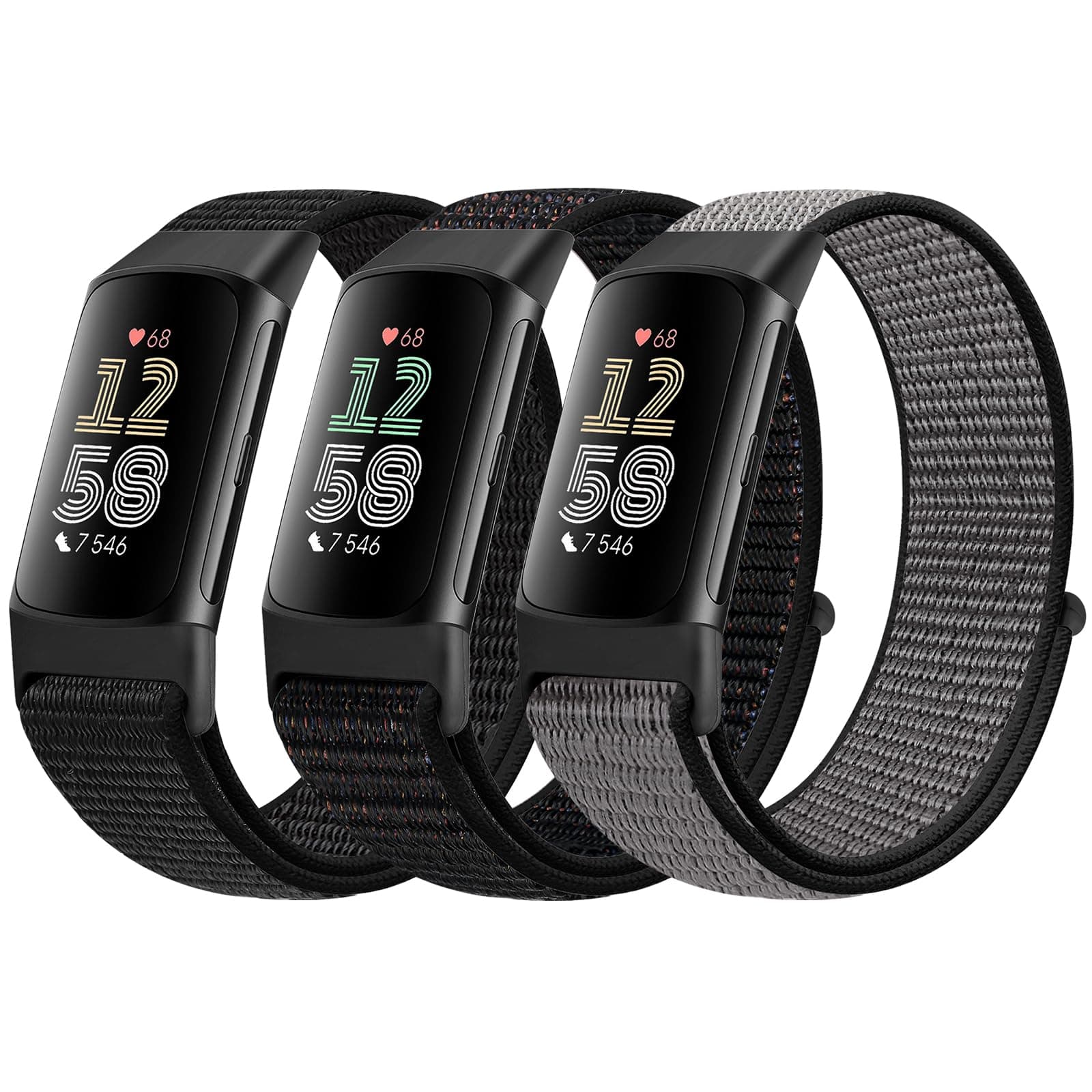 Sport Loop Nylon Watch Bands Compatible with Fitbit Charge 6/5, Adjustable Breathable Replacement Soft Nylon Loop Wristband for Women/Men