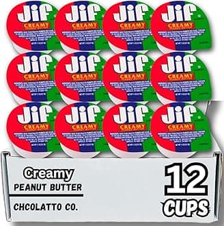 JIF To Go Creamy Peanut Butter 12 Cups Count (Chocolatto Tradmark Box Included)