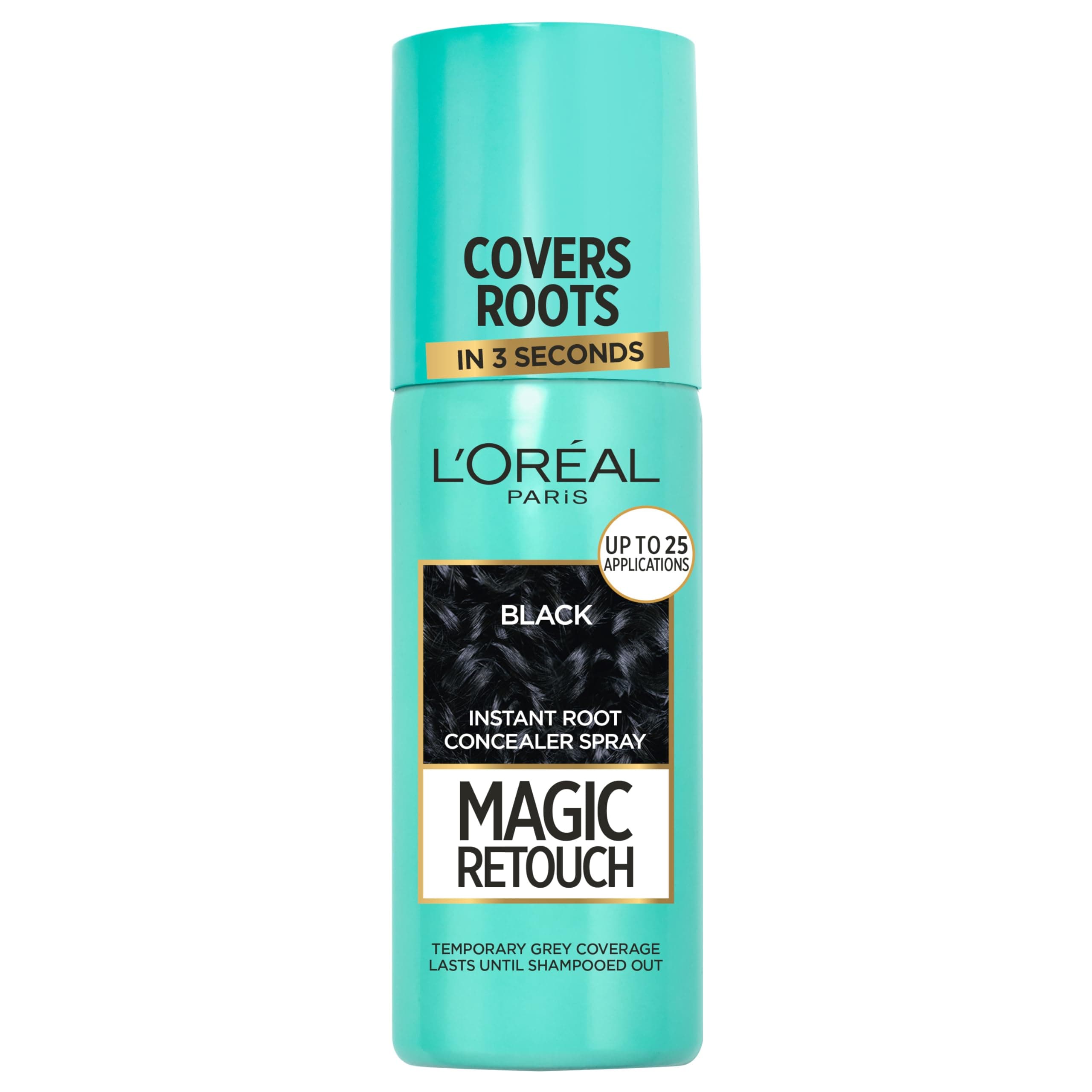 L'Oréal Magic Retouch Instant Root Concealer Spray, Ideal for Touching Up Grey Root Regrowth, 75 ml, Colour: Black