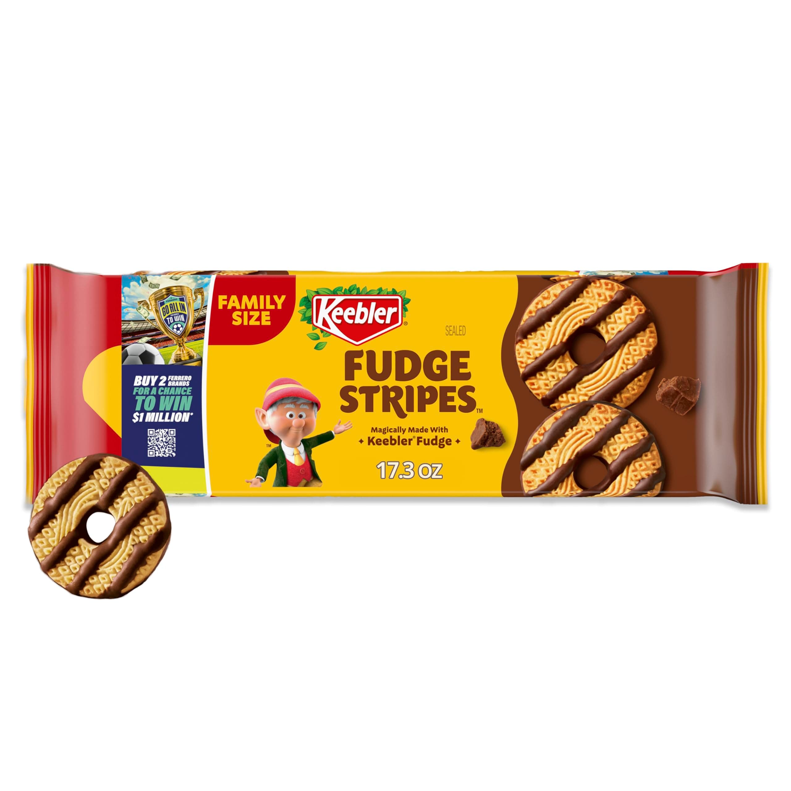 Keebler Fudge Stripes Original Cookies Family Size 17.3 Ounce