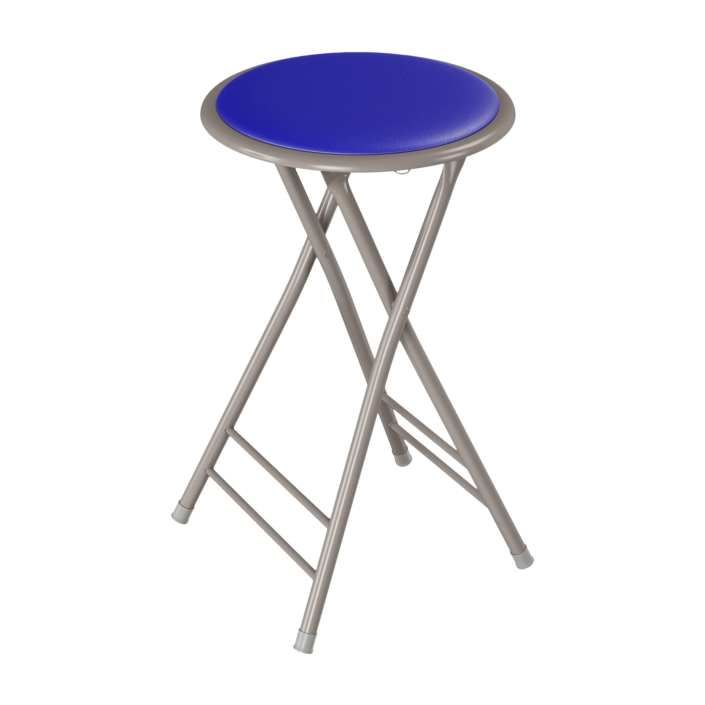 Lavish Home Folding Stool - Backless 24-Inch Stool with 225lb Capacity for Kitchen or Rec Room - Portable Indoor Counter Bar Stools (Blue)