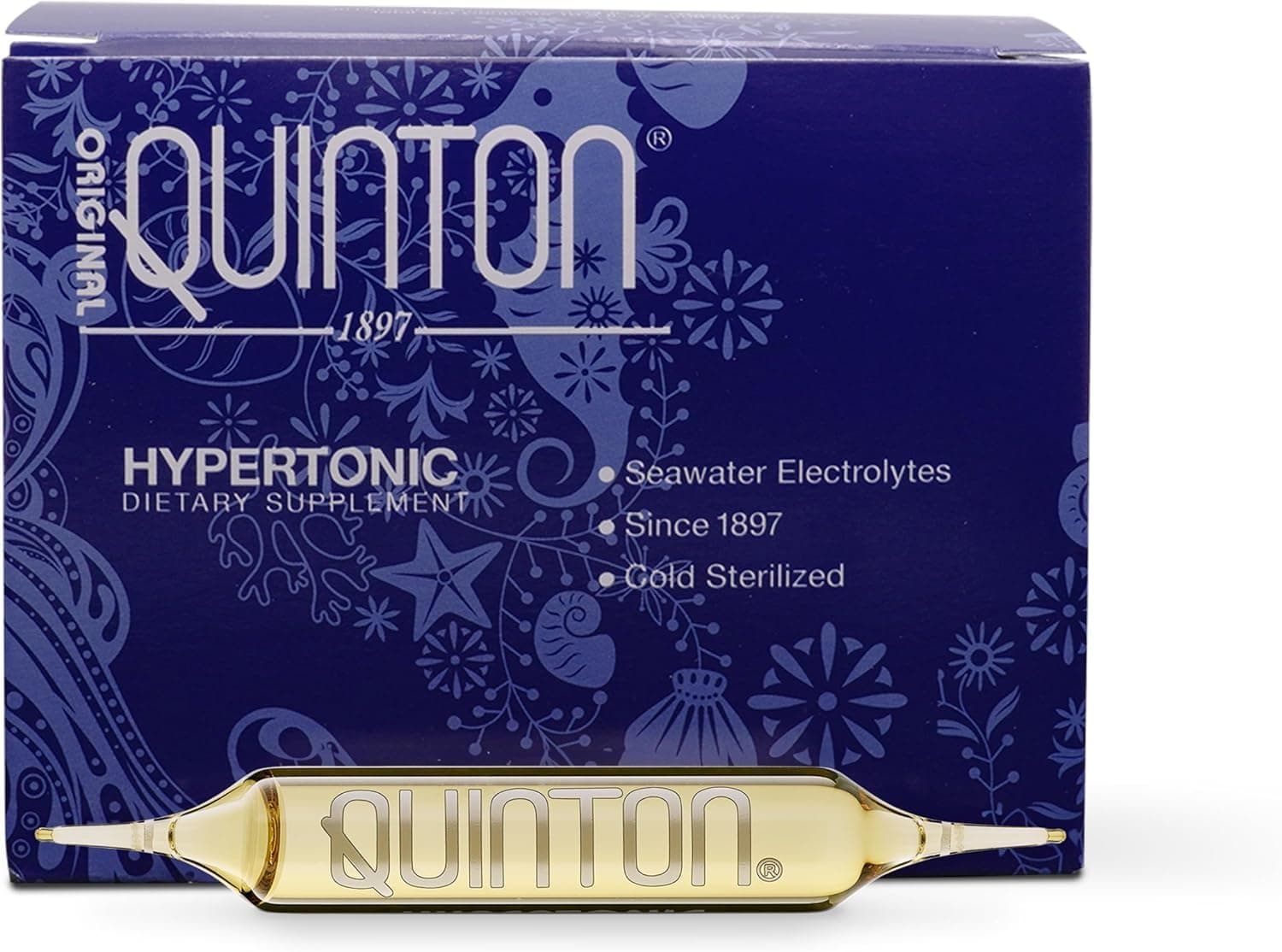 Original Quinton Hypertonic Solution - Sea Water Hydration - Liquid Minerals with Electrolytes for Muscle Recovery, Stamina+Mineral Replenishment (30 Single Serving Glass Vials)