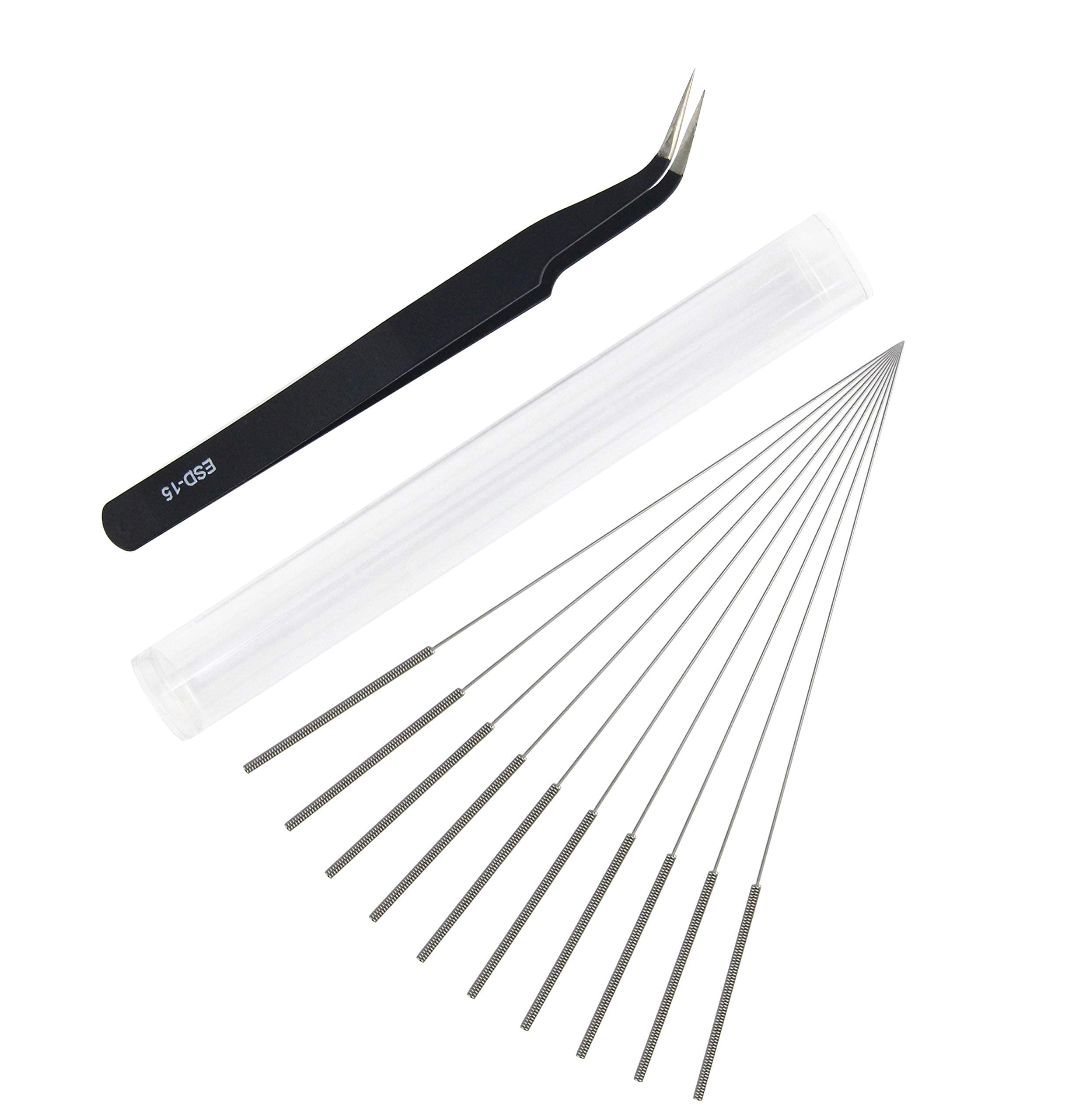 3D Printer Nozzle Cleaning Tool Kit,0.4mm Needles and Tweezer Toolkit,Stainless Steel Nozzle Cleaning Tool Kit - Set of 11