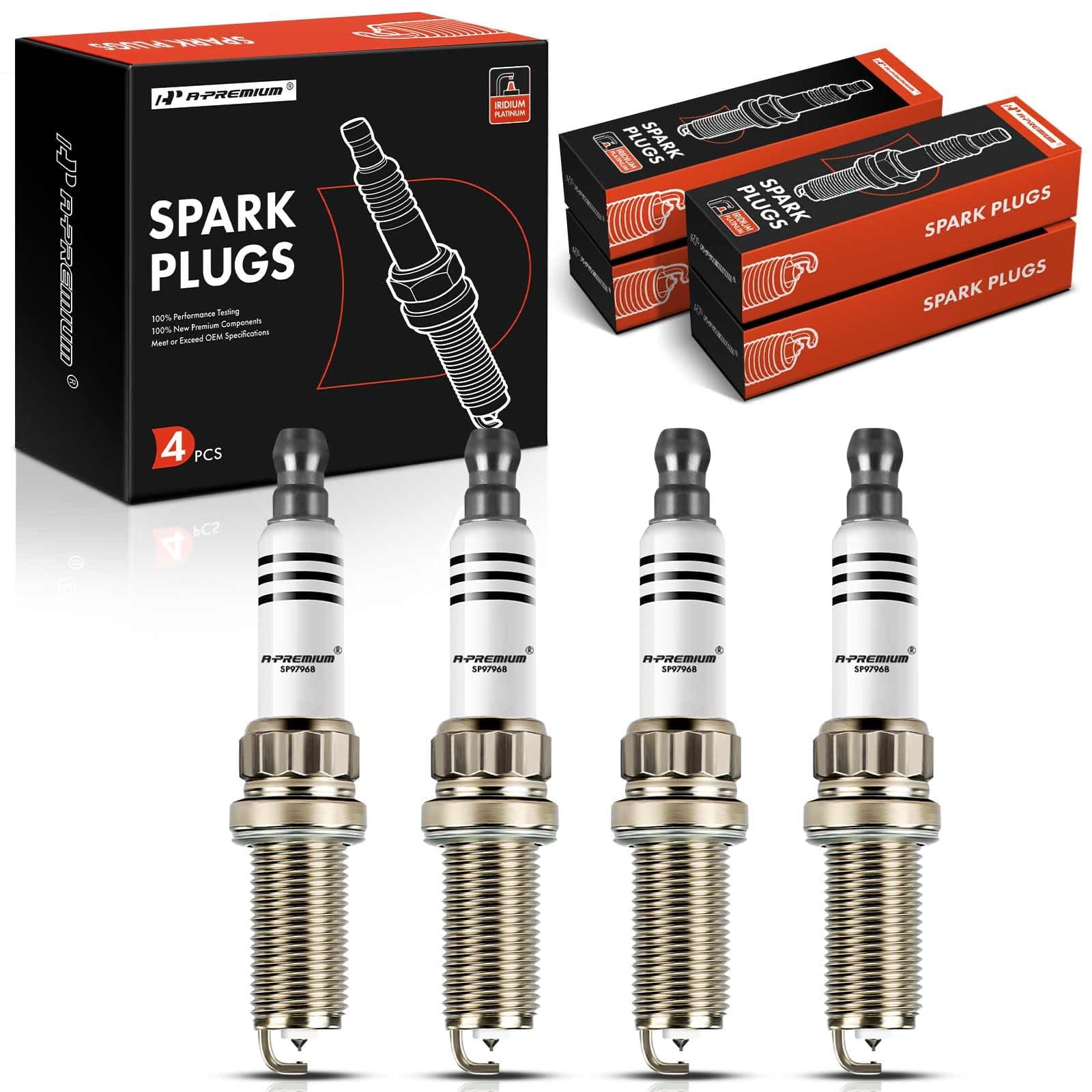 A-Premium Iridium Platinum Spark Plugs Compatible with Mini Cooper 2007-2015, Cooper Countryman 2011-2016, Cooper Paceman 2013-2016, Pack of 4