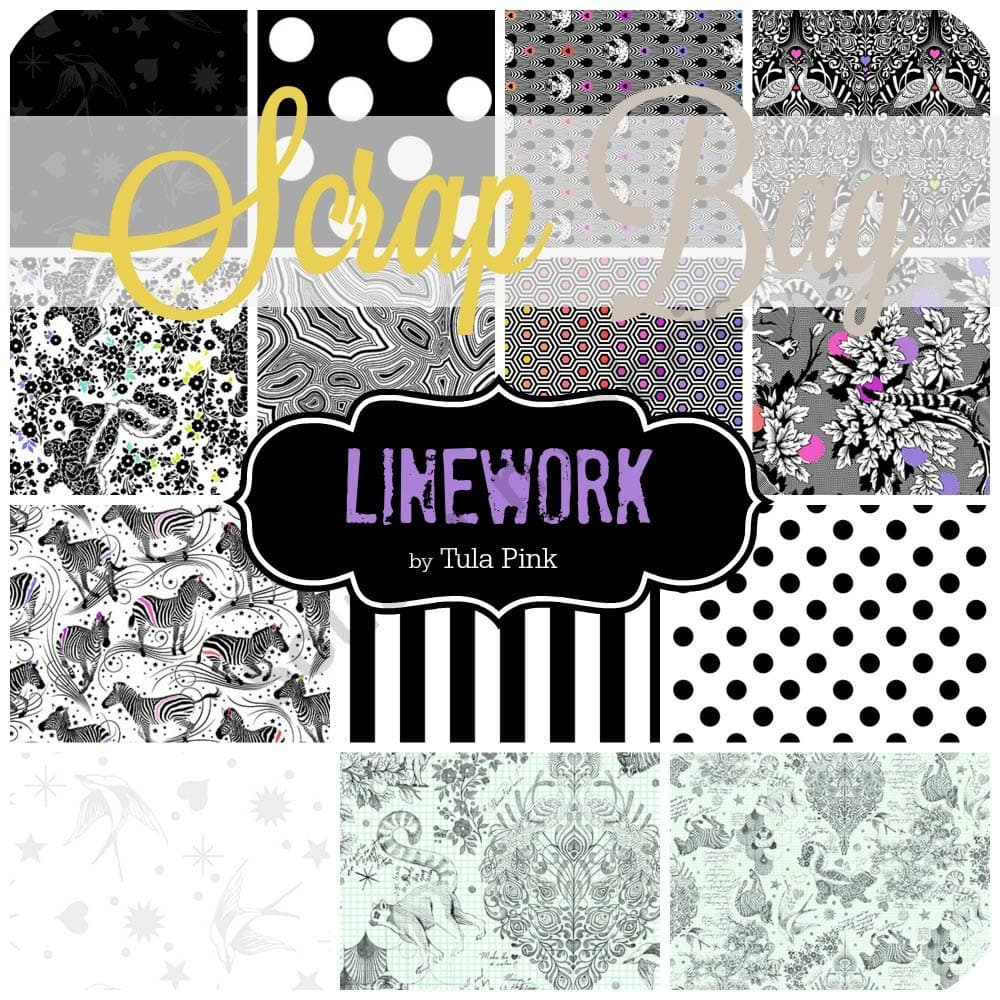 Linework Scrap Bag (Approx 2 Yards) by Tula Pink for Free Spirit DIY Quilt Fabric