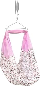 beetot New Born Baby Swing Cradle (Jhula) | Cradle Set with Mosquito Net, Spring, and Triangle Hanger | Weight Capacity up to 20kg | Age from 0-12 Months | PRE-Emily Pink