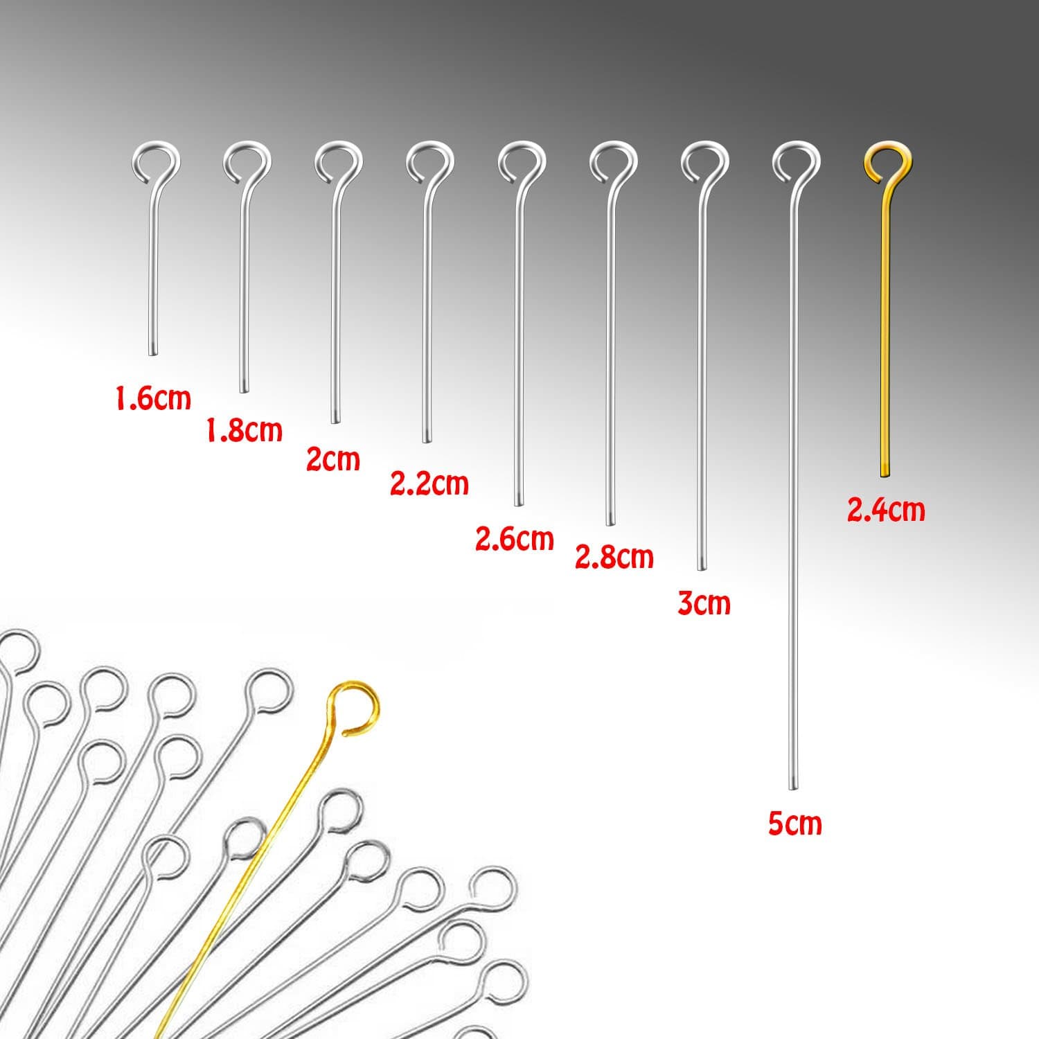 800pc Mixed Silver Plated and 100pc Gold Plated Brass Open Eye Pins Wholesale Lot