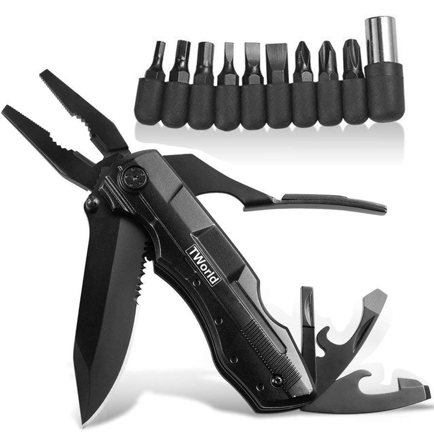 MultiTool Pliers, Pocket Multitool 5-in-1 Folding Pliers Multi-Purpose Pliers Tool with Keychain Pliers Durable Stainless Steel
