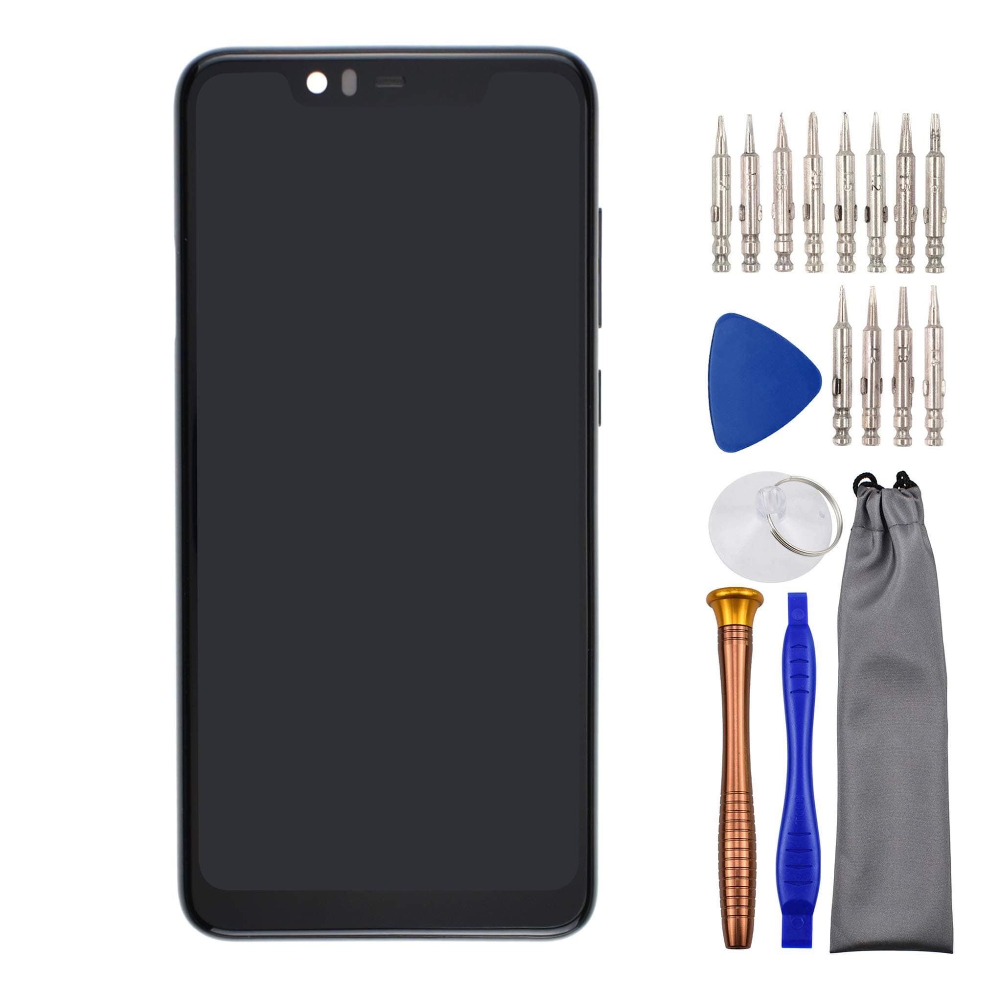 Sunways LCD Digitizer Screen Repair Touch and Display Function with Screen Frame Replacement for Nokia 5.1 Plus TA-1105 TA-1120 TA-1102 Night Black