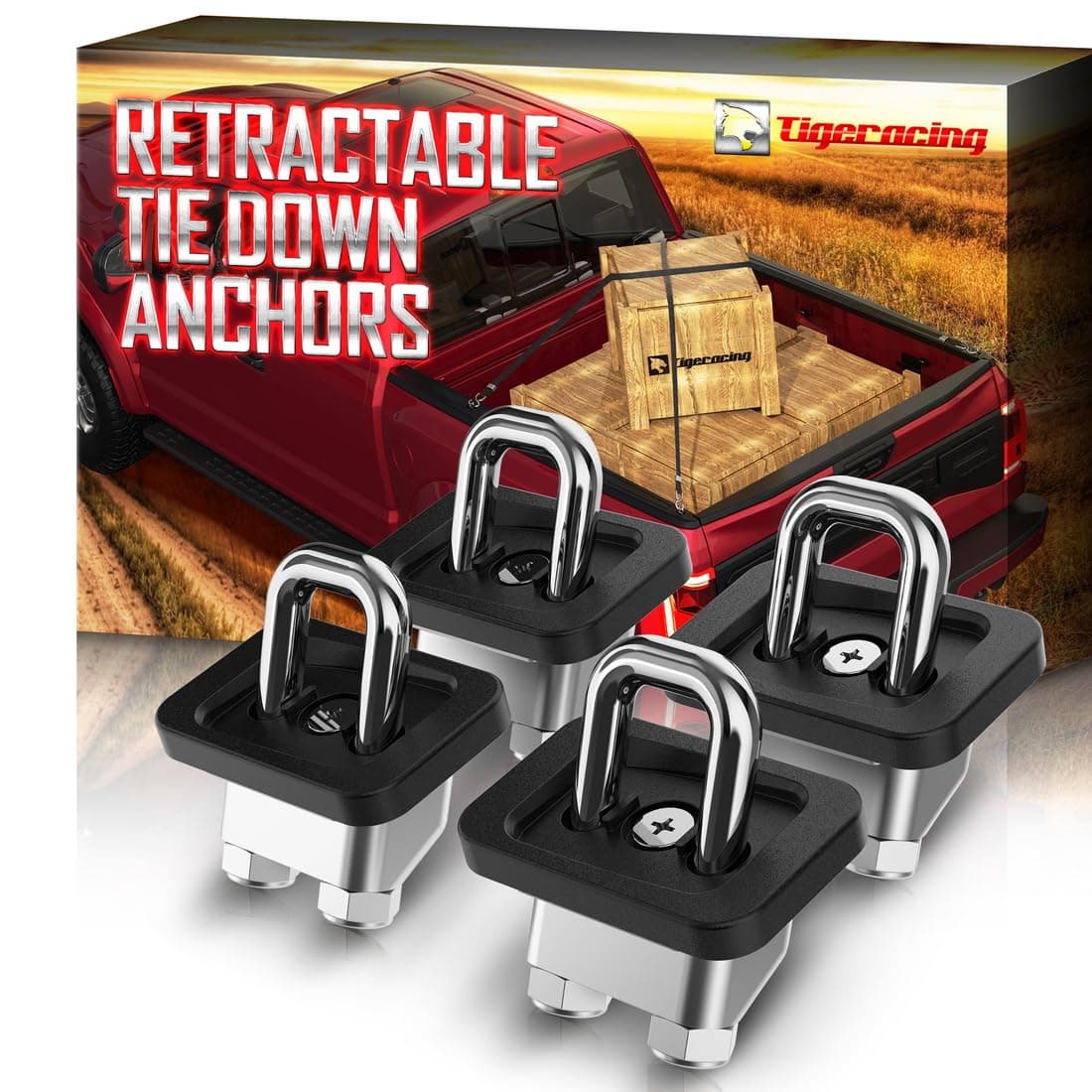 Inner Bed Tie Down Anchors Retractable Truck Bed D Ring Compatible with 2007+ Silverado & Sierra 1500 2500 3500/2015+ Colorado & Canyon - 3000LBS Capacity Only Fit SideWall of 4