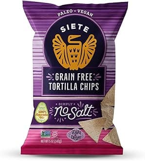 Siete Grain Free Tortilla Chips | Gluten Free Chips | Paleo & Vegan Snacks | Non GMO | No Salt, 5 Ounce (Pack of 12)