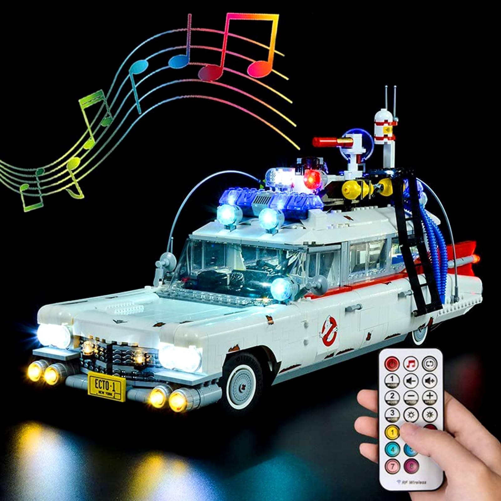 Kyglaring LED Light Kit for Lego Icons Ghostbusters Ecto-1 Car Building Set, The Lighting Set Designed for Lego 10274 Built-in Multiple Light Effect, Nostalgic Collection Gifts(RC Sound Version)