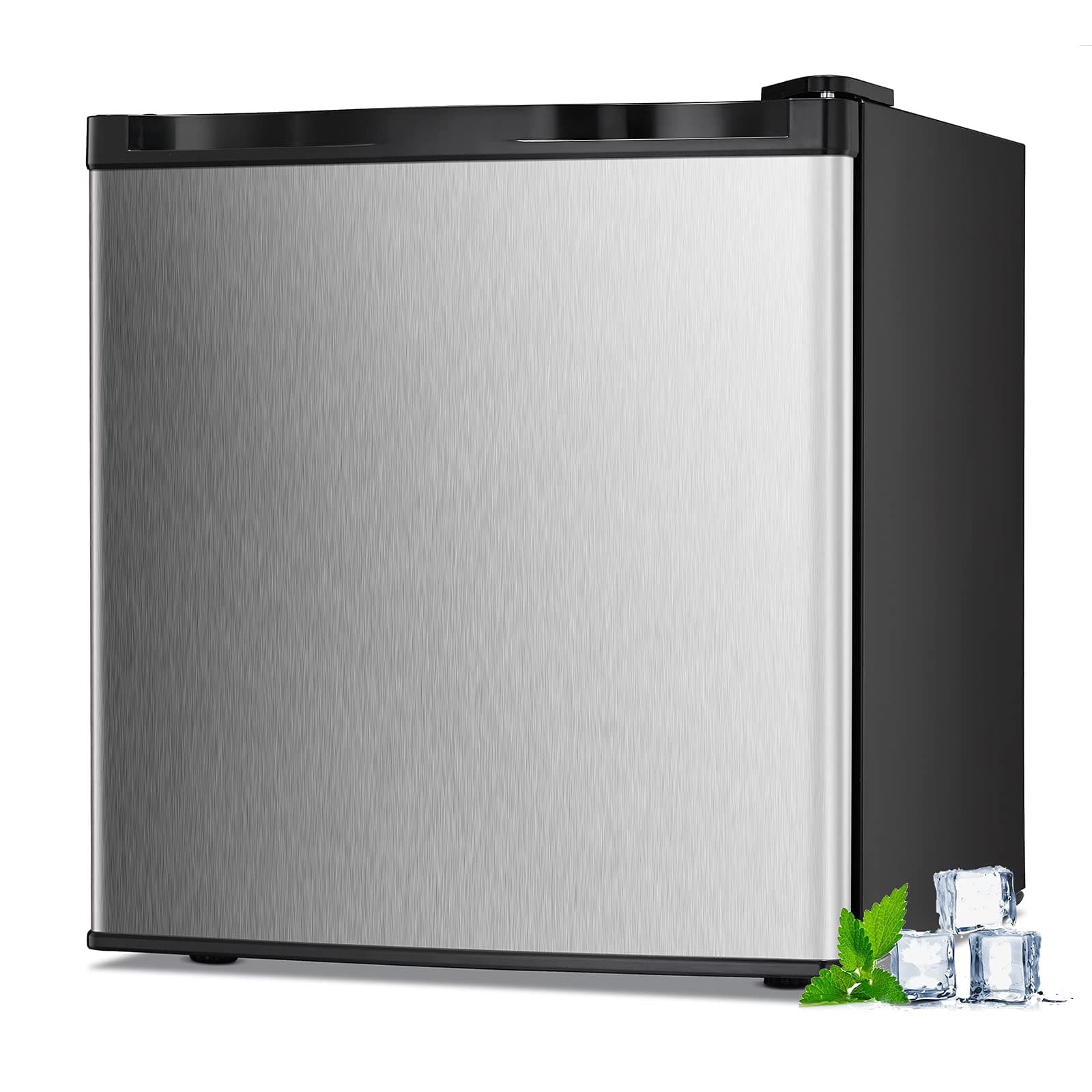 1.1 Cu.ft Small Upright Freezer, Mini Freezer with Removable Shelves, Adjustable Thermostat, Reversible Door Hinge, Quiet for Home/Dorm/Office/Kitchen, Silver