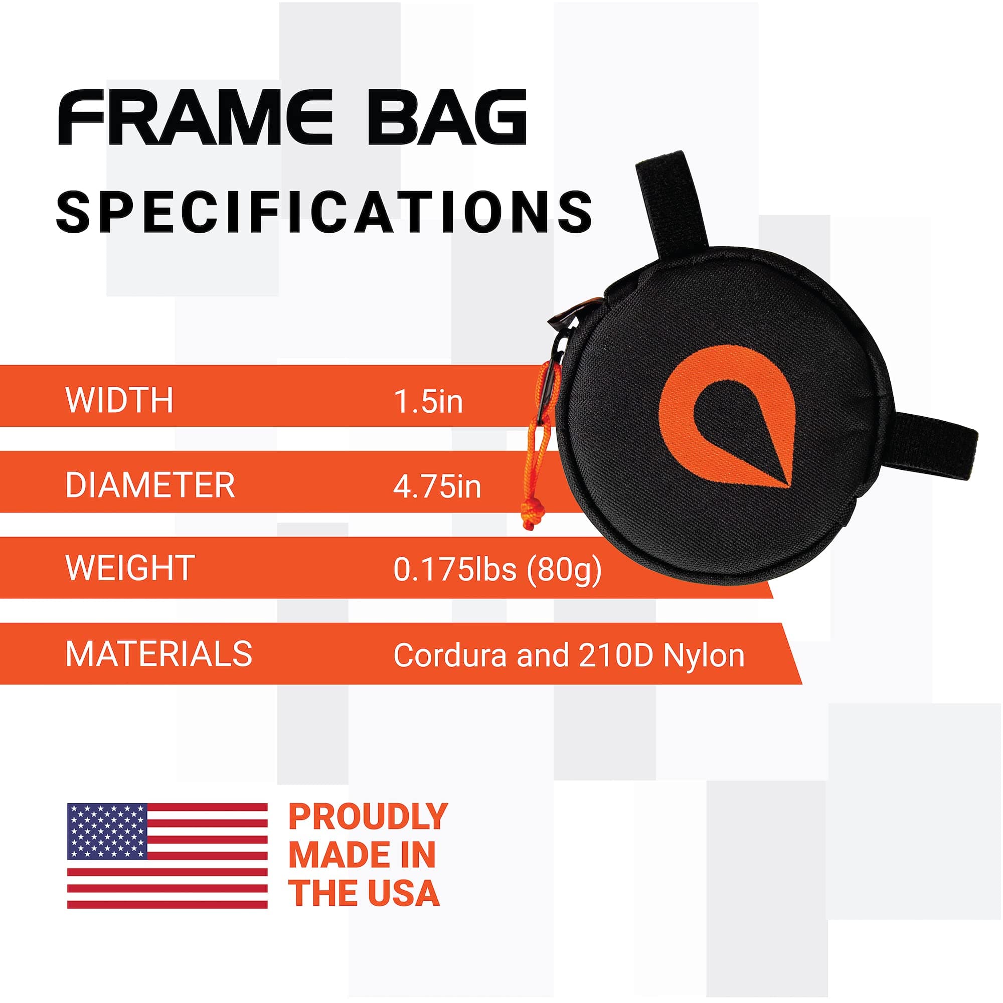 OTTOLOCK Essentials Bike Frame Bag | Water Resistant, Lightweight, Compact Storage | Made in The USA