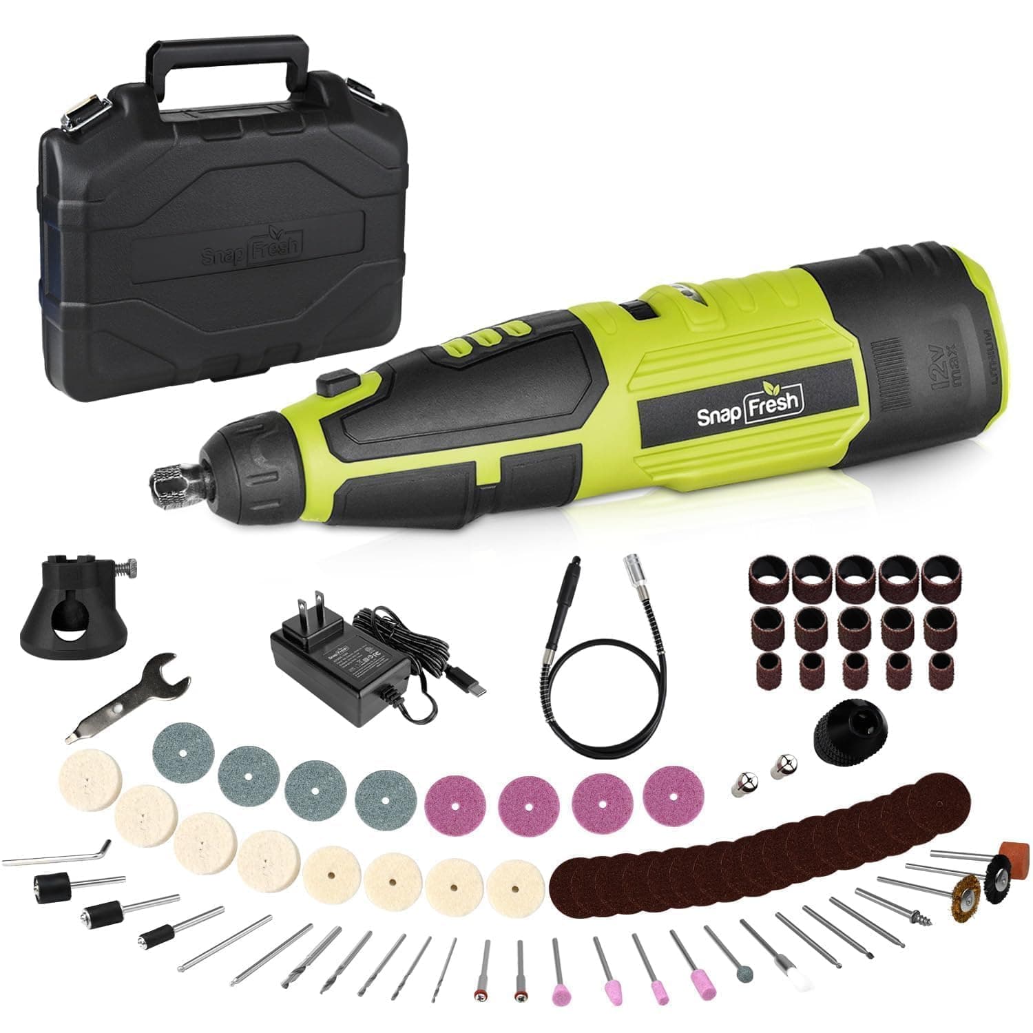 12V Cordless Rotary Tool Kit, 7 Variable Speed Multi Tool with Flex Shaft, Fast Charger, 80+ Accessories & Tool Bag, Electric Engraver for Cutting, Polishing, Drilling & DIY Crafts