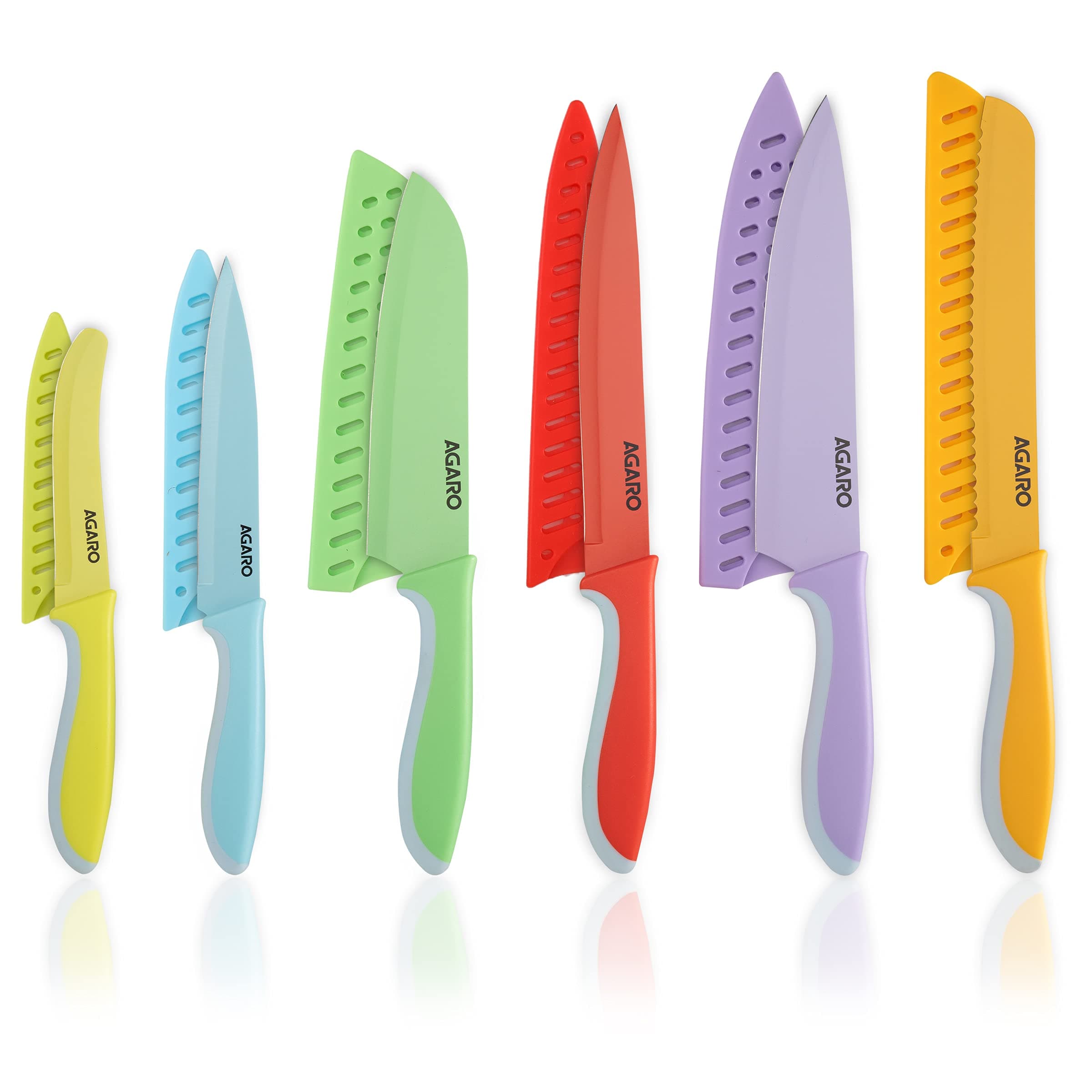 Royal 6 Pcs Coloured Kitchen Knife Set with Covers, High Carbon Stainless Steel Professional Chef Knife