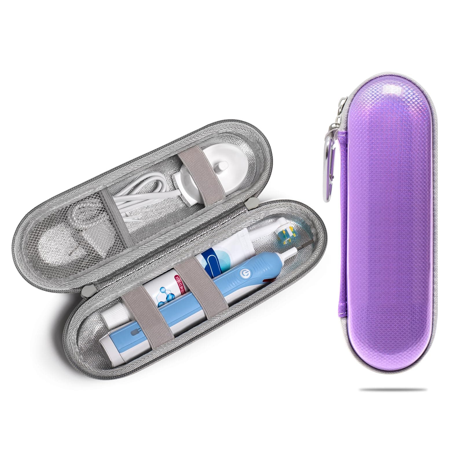 Nincha Hard Shell EVA Electric Toothbrush Case - Waterproof, Shockproof, Moisture Resistant, Large Size Fits Oral-B iO, Pro, Smart Series, Philips Sonicare (Purple)