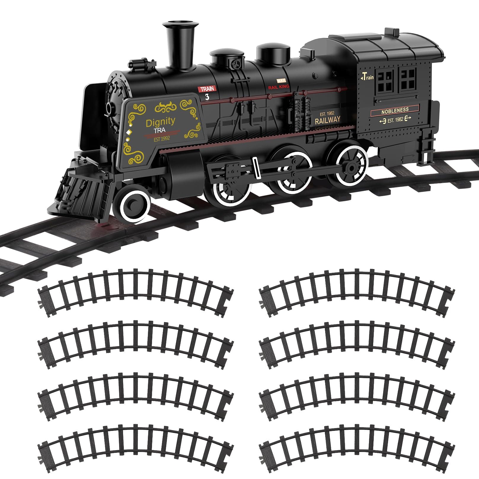 Hot Bee 8 Pcs Train Tracks Accessories Curved Train Track Railroad Building Toy Railway Rail with 14 Snaps for 30 Series Alloy Trains Sets (Size:5CM/1.96IN)