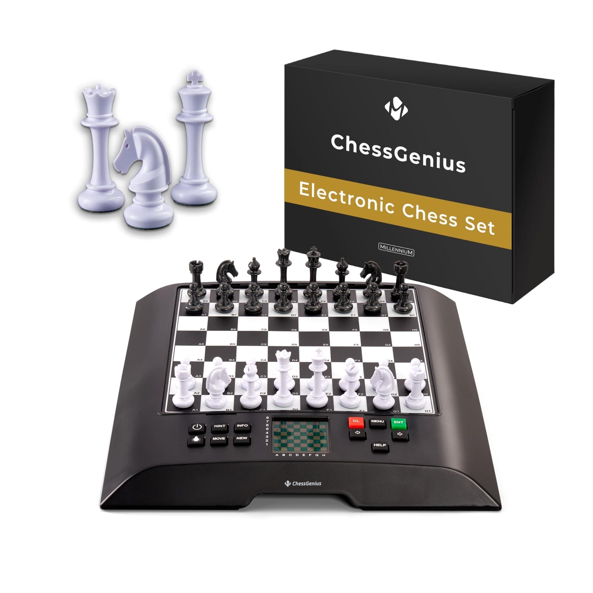 MILLENNIUM ChessGenius - M810 - chess computer with the world-famous software by Richard Lang. Game levels from beginner to tournament player. One of the most powerful chess computers with > 2000 ELO