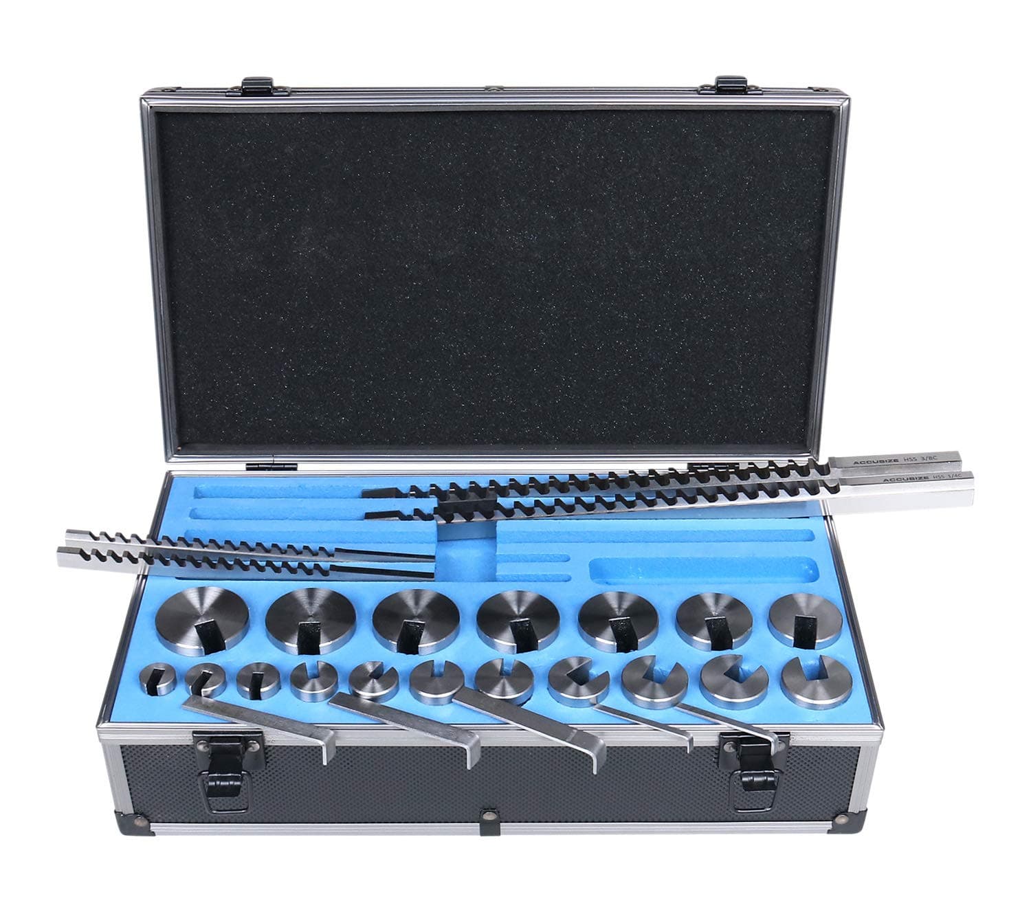 Accusize Industrial Tools No 10-10A Conbination H.S.S. Keyway Broach Sets in Fitted Box, 5100-0012