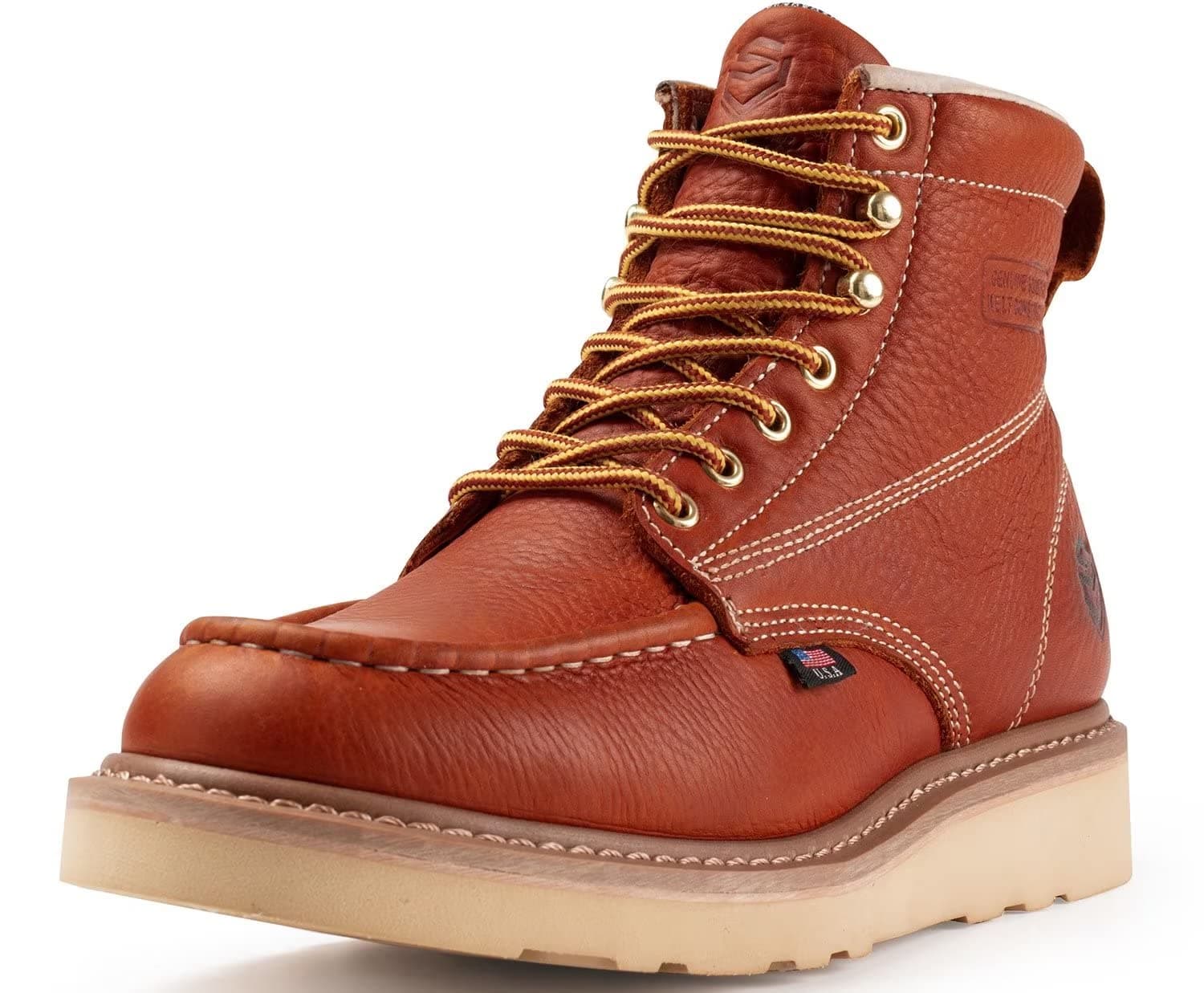 SUREWAY6in Wedge Moc Toe Work Boots for Men - Soft Toe,Premium Full-Grain Leather,Lightweight Work Boots/Shoes,Comfort Insole,Oil/Slip Resistant,GoodyearWelt,EH Rated Industrial Construction