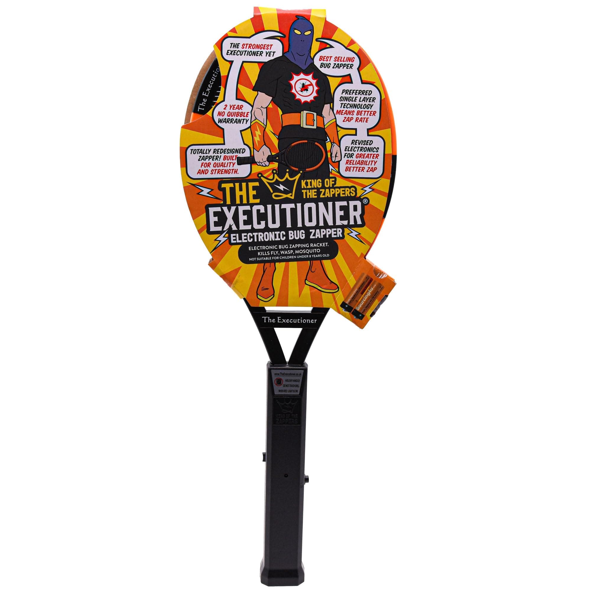 The Executioner Mosquito, Fly, Wasp, Bug, Insect Swatter/Killer and Bug Zapper Racket Single Layer for Most Efficient Zapping Indoor Outdoor Long Handle