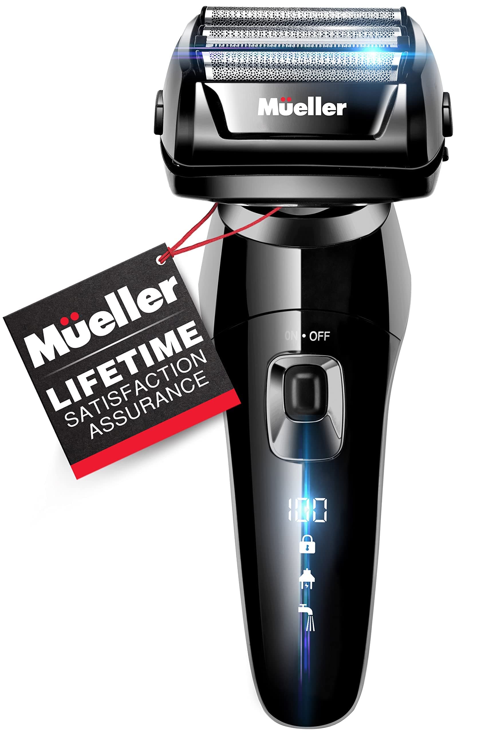 Mueller Austria Electric Razor for Men, 5-Element Cutting System, Wet/Dry, Rechargeable, Precision Trimmer, LED, 40,000 Cross-Cutting Actions/Min For Closest Shave