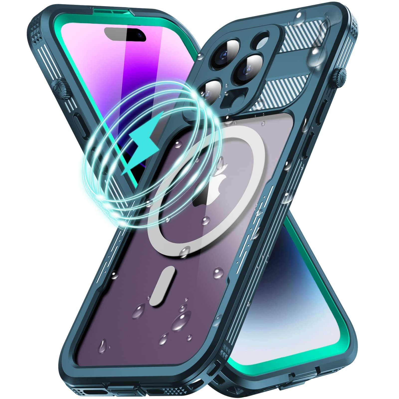 WIFORT for iPhone 14 Pro Max Case Waterproof Shockproof with MagSafe, Underwater Full Body Heavy Duty Case Built in Screen Protector, Dustproof Front and Back Cover for iPhone 14 Pro Max 6.7”, Blue