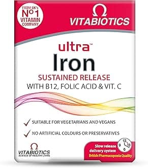 Iron Tablets Supplement, Boosts Energy, Vitality, Power and Immunity and Supports Against Anemia, Tiredness and Fatigue with Added Vitamin C Vitamin B12 and Folic Acid (Vitamin B9), Vitabiotics Ultra
