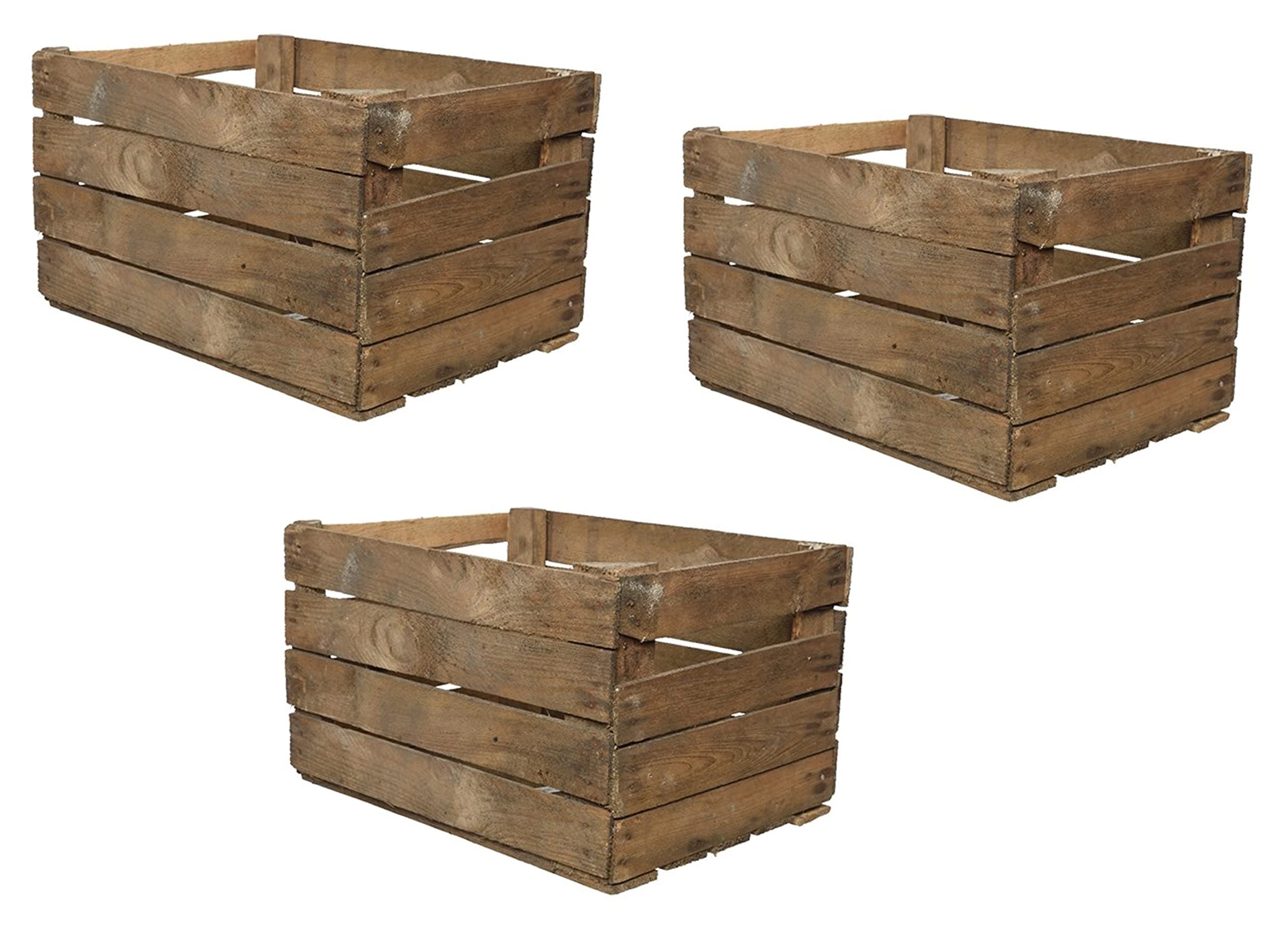 3x Used Apple Crates Wooden Crates - Basic Grade Authentic Rustic