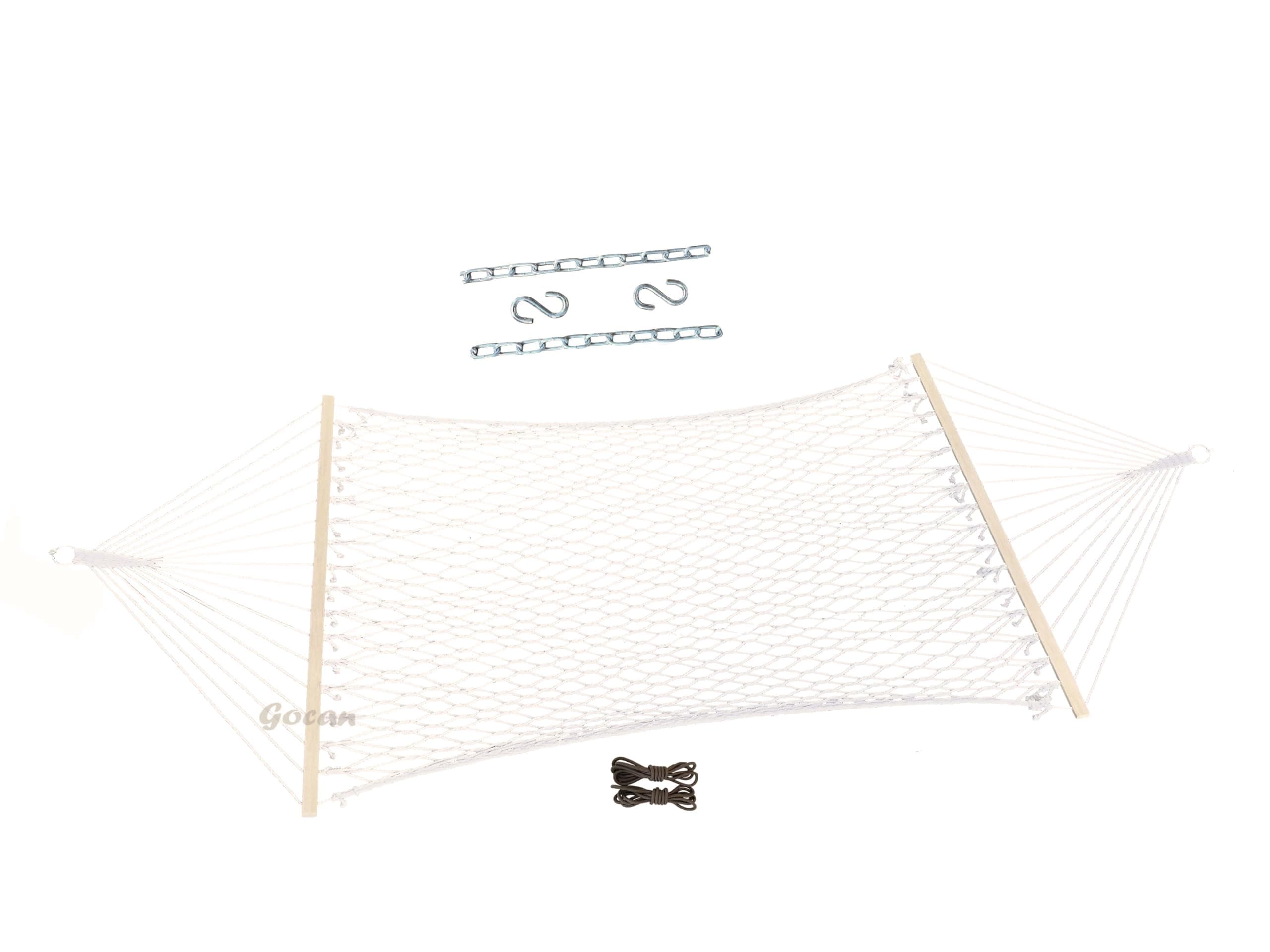 Mesh Hammock,Cotton Rope hammocks with Chains Hooks Tree Straps fit Stands from 9' to 15' for Outside Indoor Patio Yard