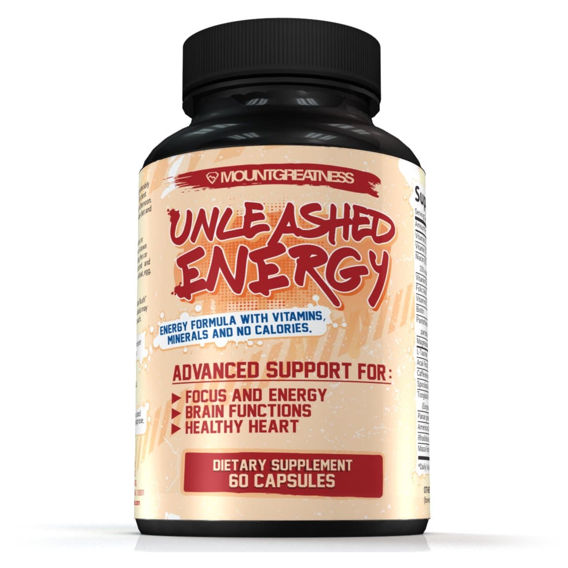 Mountgreatness Unleashed Energy Pills with Caffeine, Vitamin B Complex, Magnesium, Antioxidants (60 Capsules)