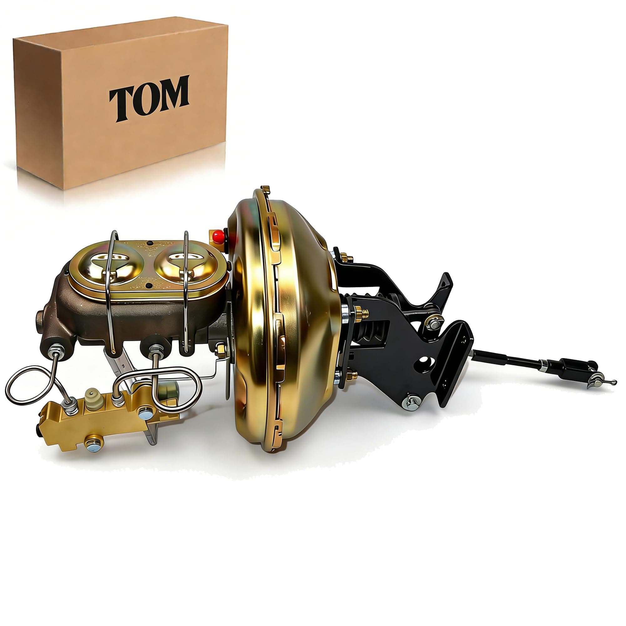 8" Dual Power Brake Booster Conversion Kit Bail Top Master Cylinder & Mounting Bracket Compatible with Chevy C10 C20 C30 Truck 1967-1972 Disc/Drum Only