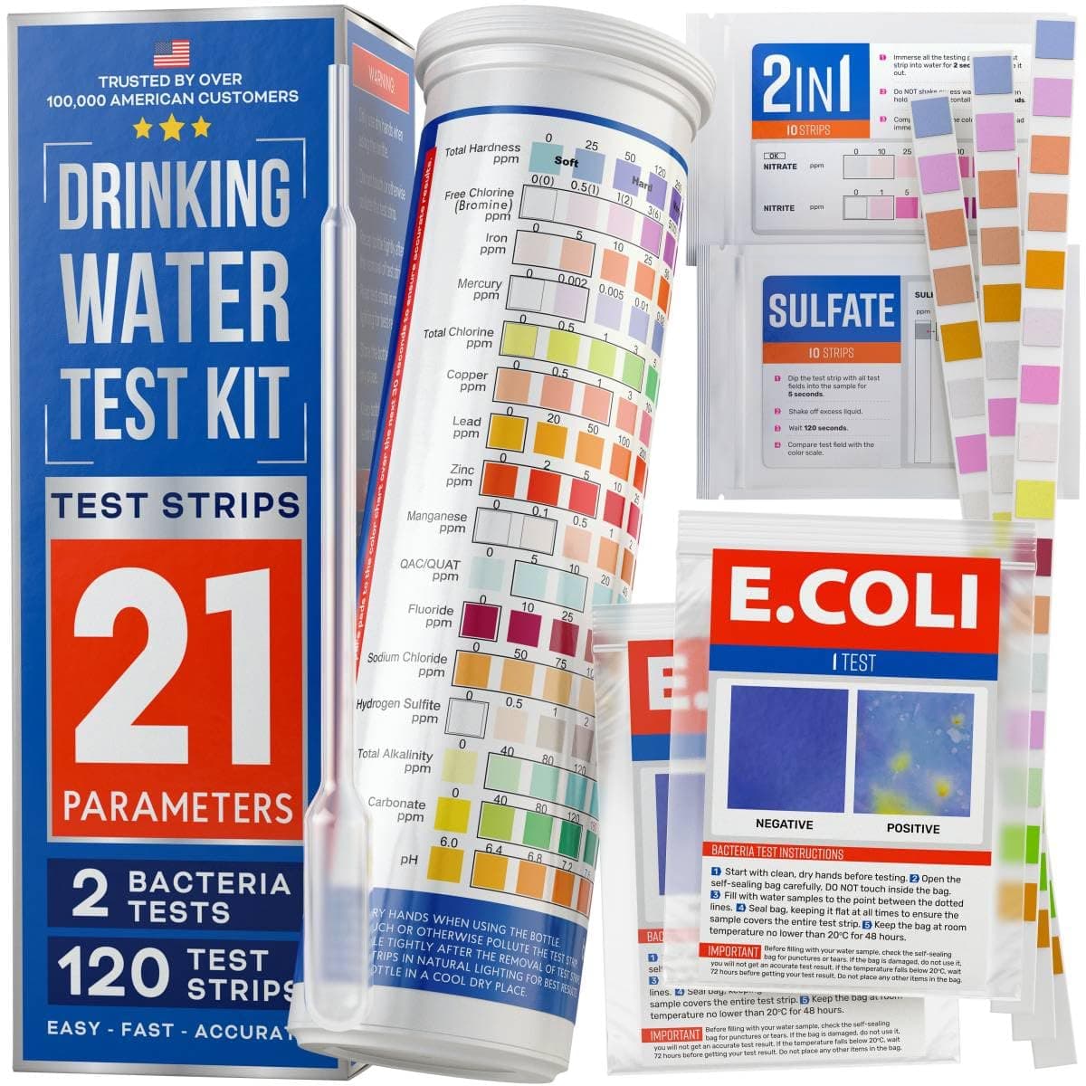 All-New 20 in 1 Drinking Water Testing Kit 120 Strips, Home Tap and Well Water Test Kit for Hardness, Lead, Iron, Copper, Chlorine, Fluoride