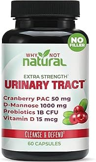 5-in-1 UTI Pills with D Mannose, Cranberry PAC Extract, Probiotics and Vitamin D - Urinary Health Formula for Women and Men