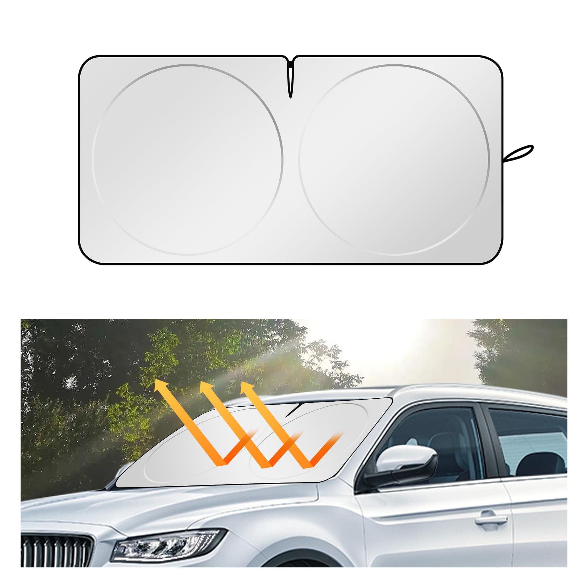Car Sun Shade Windshield with Opening,Portable Foldable Sun Blocker for Car Windshield Keeps Vehicle Cool,Universal Car Windshield Cover Sun Shade for Most Cars SUVs Trucks (L: 63x33.5 inch)