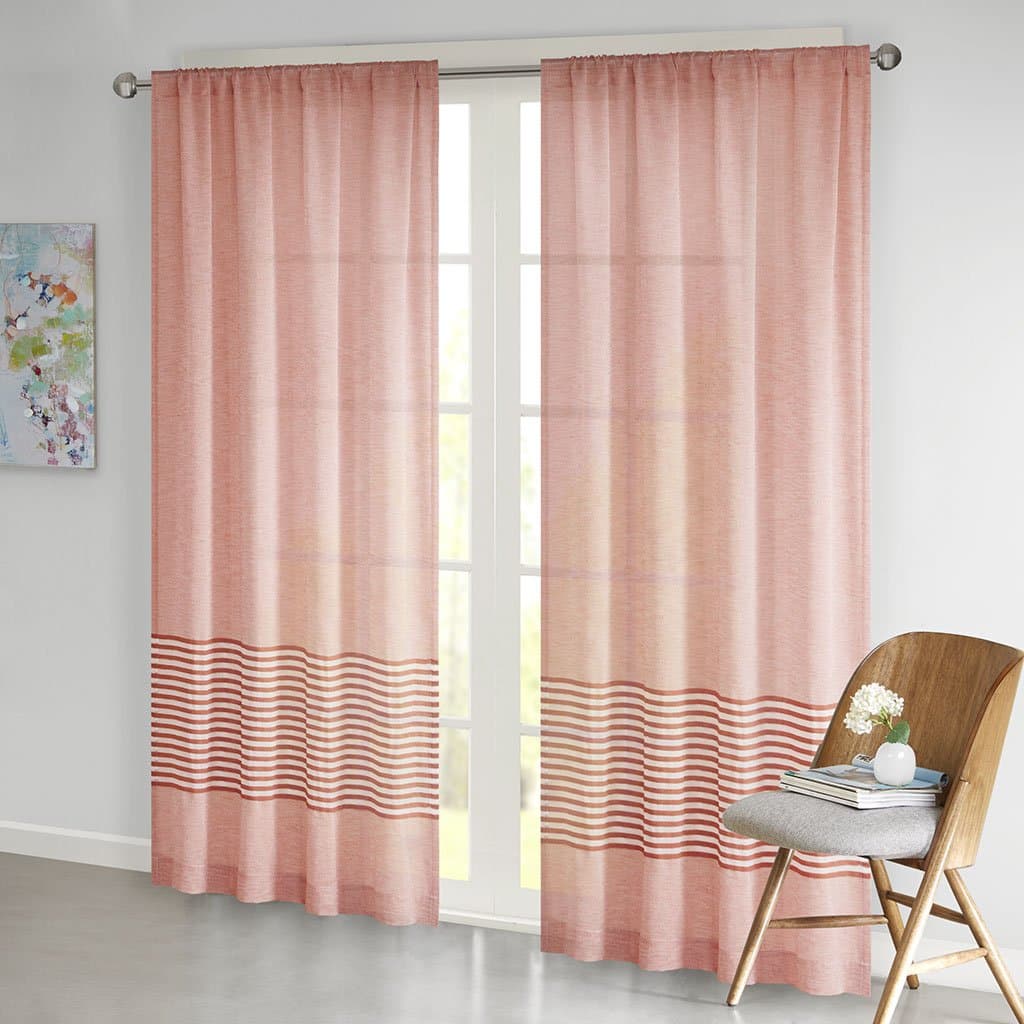 Rod Pocket Curtains For Bedroom , Jaye Solid Spice Red bedroom Curtains , Polyester Semi-Opaque Casual Curtain Panels For Living Room Family Room , 50X63", 1-Panel Pack