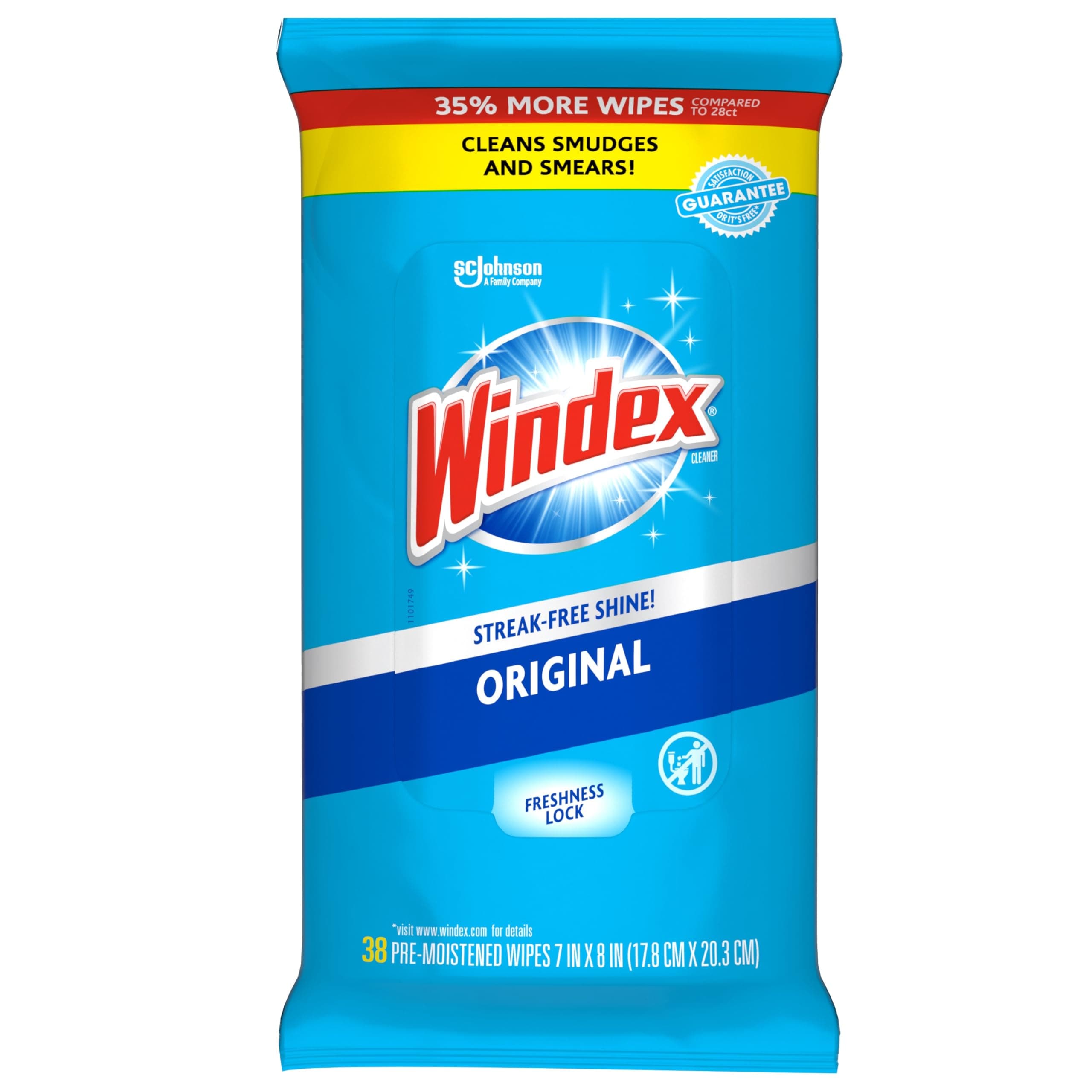 SC JOHNSON WIPES GLASS WINDEX 38 COUNT
