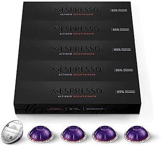 Nespresso Capsules Vertuo, Altissio Decaffeinato, Dark Roast Espresso, 50-Count Espresso Pods, Brews 1.35 oz.