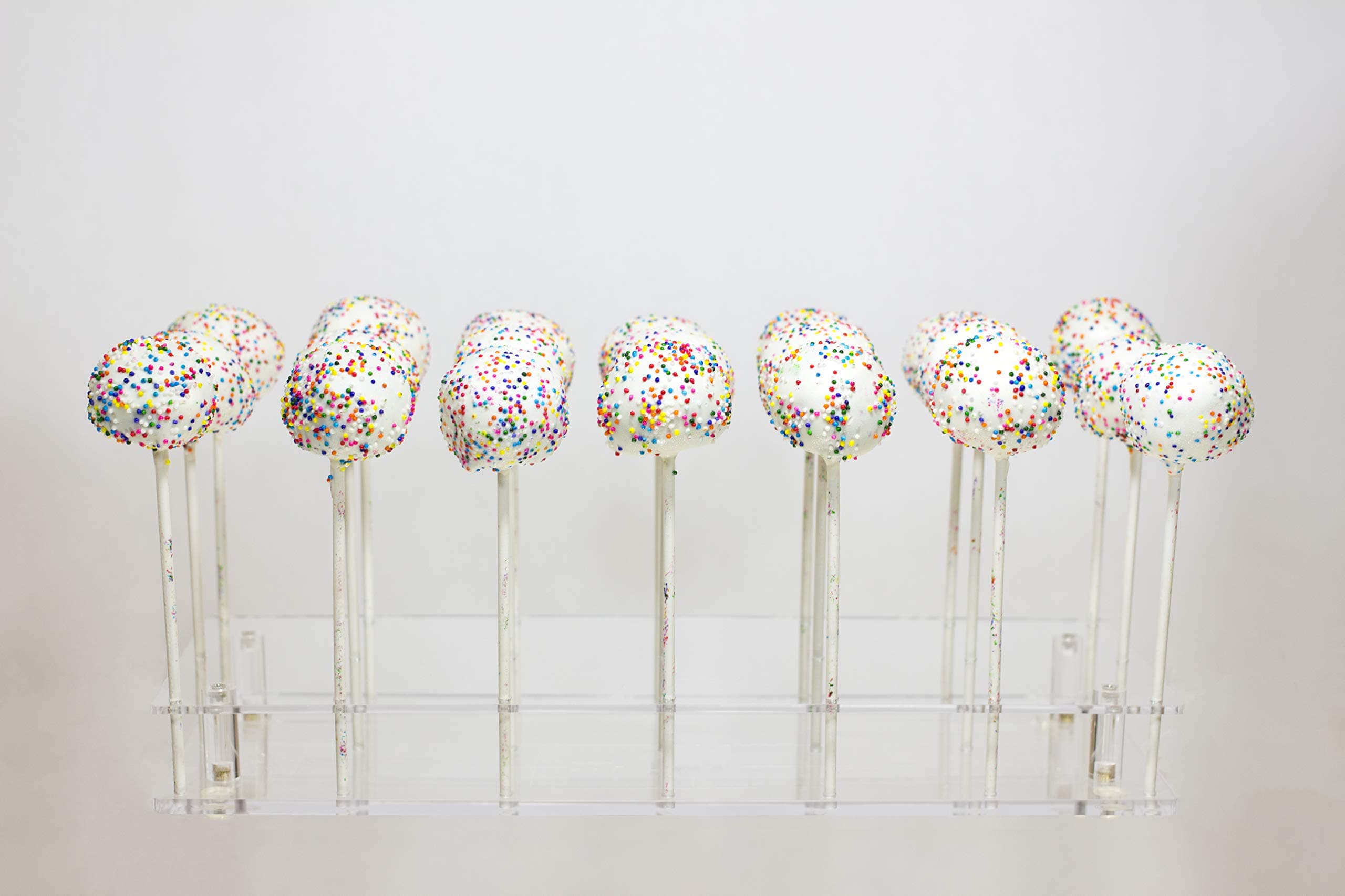 21 Hole Clear Acrylic Cake Pop Display Stand by FireHype | Great For Large Pops | Drying Cooling Decorating Cake Ball Holder | Cotton Candy Lollipop Dessert Sticks | Weddings, Baby Showers, Birthdays