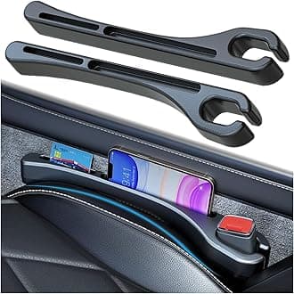 Car Seat Gap Filler, 2 Pack Car Gap Filler Prevents Things from Falling Out with Seat Belt Holes, Auto Crevice Blockers Fill Gap in Between Seat and Console, Universal for Most Cars, Trucks and, Black