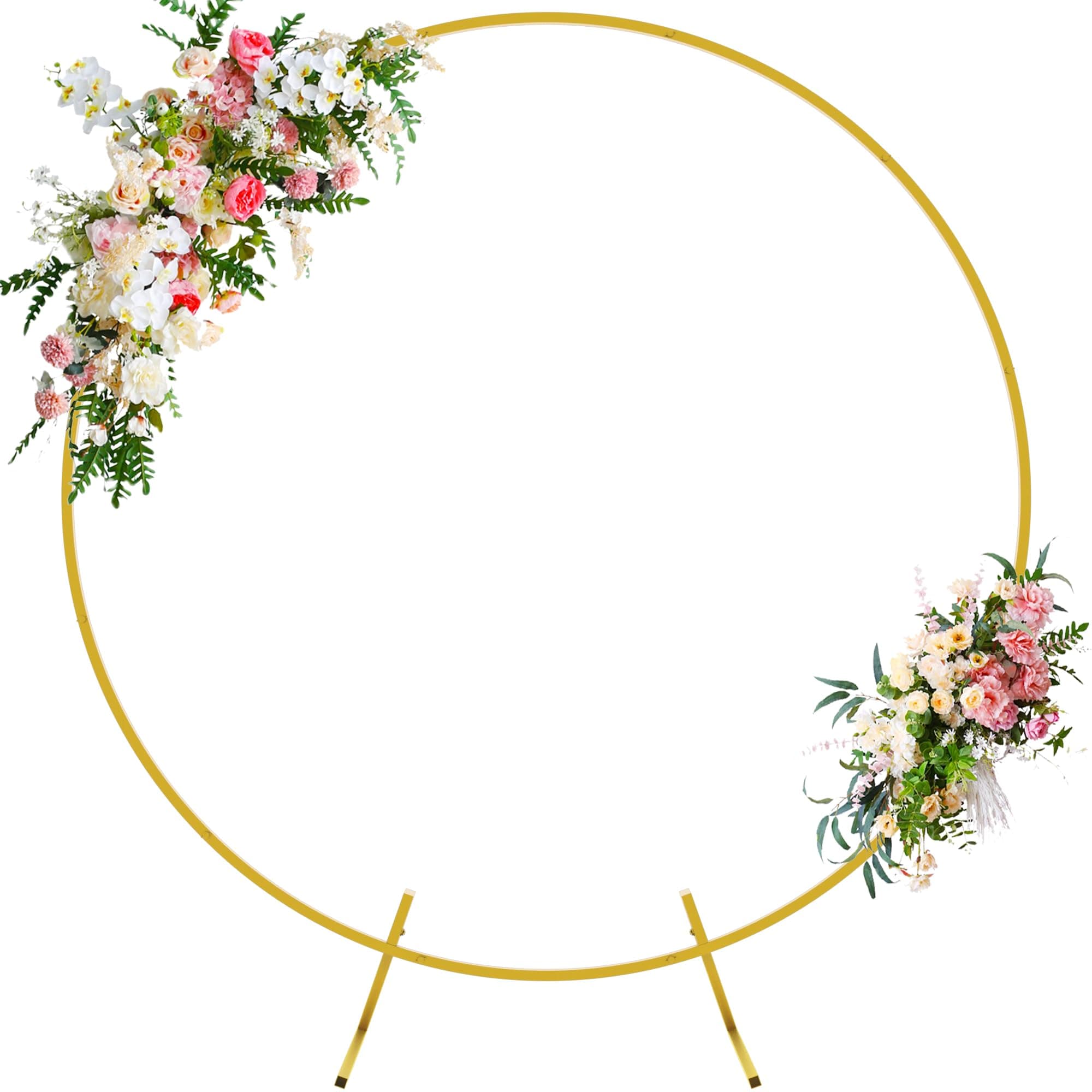 Wokceer Round Backdrop Stand, 5ft Round Balloon Arch Frame, Round Backdrop Stand, Golden Round Arch for Wedding, Birthday, Party Decoration, LKW-GOLD-5FT-E