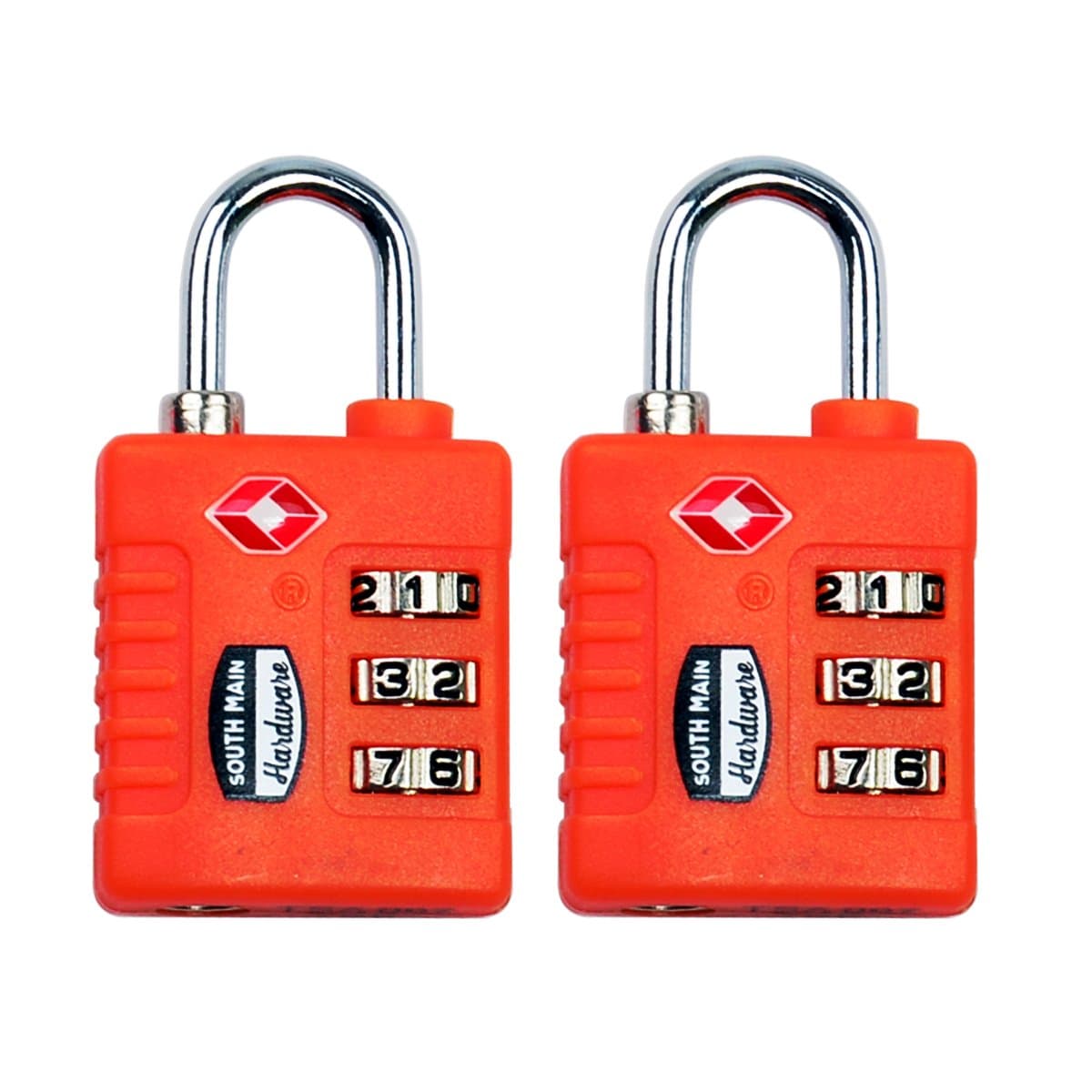 South Main HardwareTSA-Accepted Resettable Luggage Lock, Orange,2-Pack