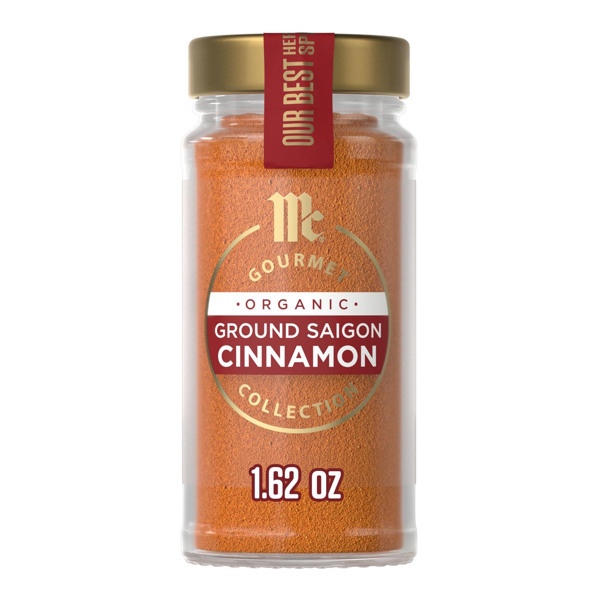 McCormick Gourmet Collection Saigon Cinnamon, Ground, Organic, Non GMO, Our Best Herbs & Spices, Sweet Flavor, Spicy Aroma, Elevate French Toast, Dessert, Couscous & More, 1.25 oz