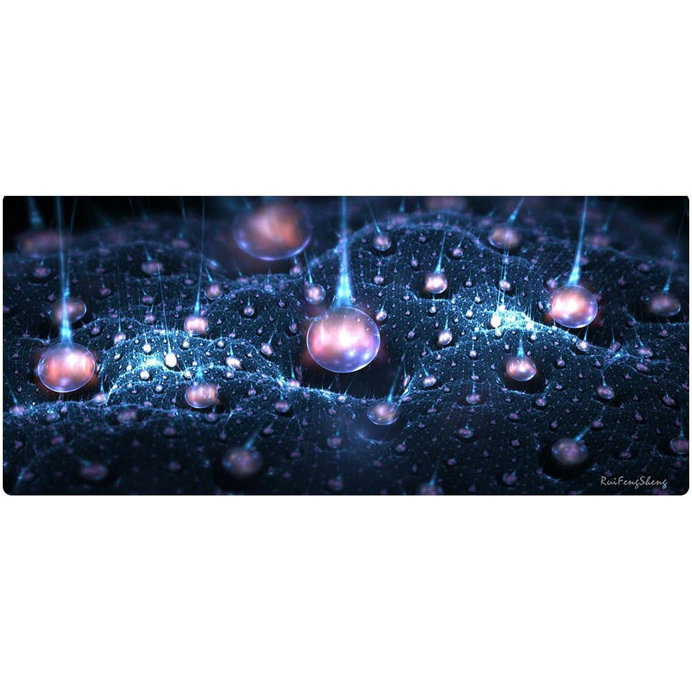 Ruifengsheng Large Gaming Mouse Pad,Extra Large Size Mat,Extended XXL Size Mouse Pad, Non-Slippery Rubber Base,(Edge Stitched) (35.4" 15.7") (90x40 Rain08)