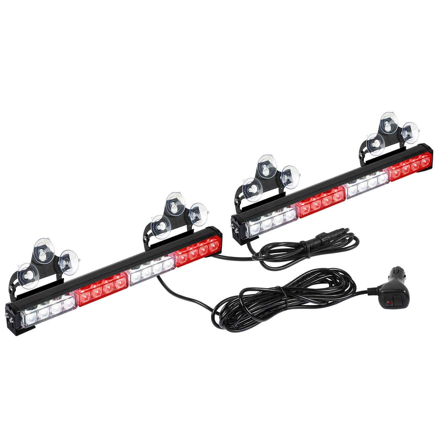 ASPL 2x16.8 inch Emergency Flashing LED Traffic Advisor Strobe Light Bar 32LED 26 Flash Patterns Interior Safety Warning Lights (Red/White)