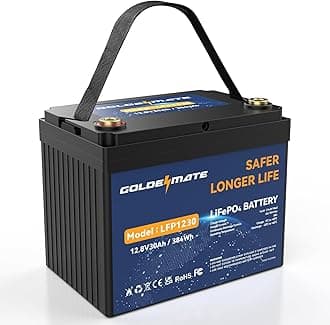 12V 30Ah Lithium LiFePO4 Lithium Battery Pro, 5000+ Deep Cycles Iron Phosphate Rechargeable Battery for Solar, Fish Finder, Marine, RV, Outdoor Camping/Home Energy, Power Wheels