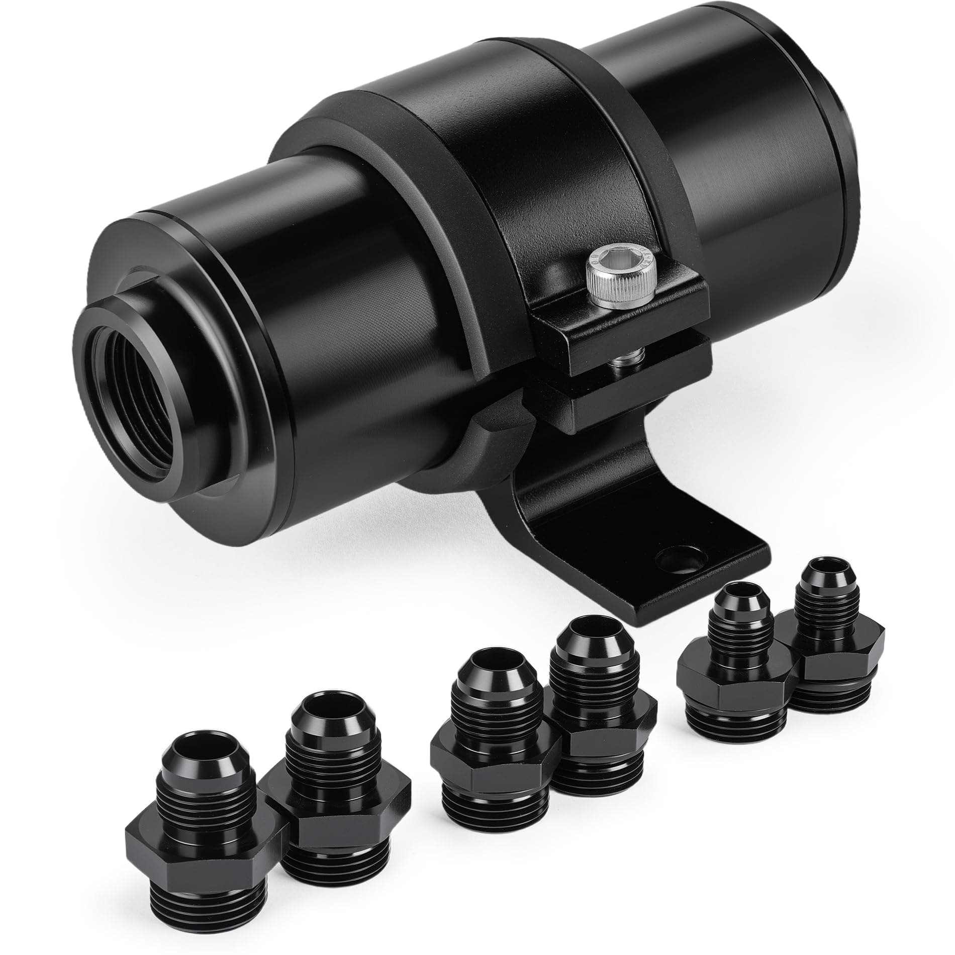 EVIL ENERGY Inline Fuel Filter 10 Micron with 6AN 8AN 10AN Adapter&Bracket Clamp 50MM Universal